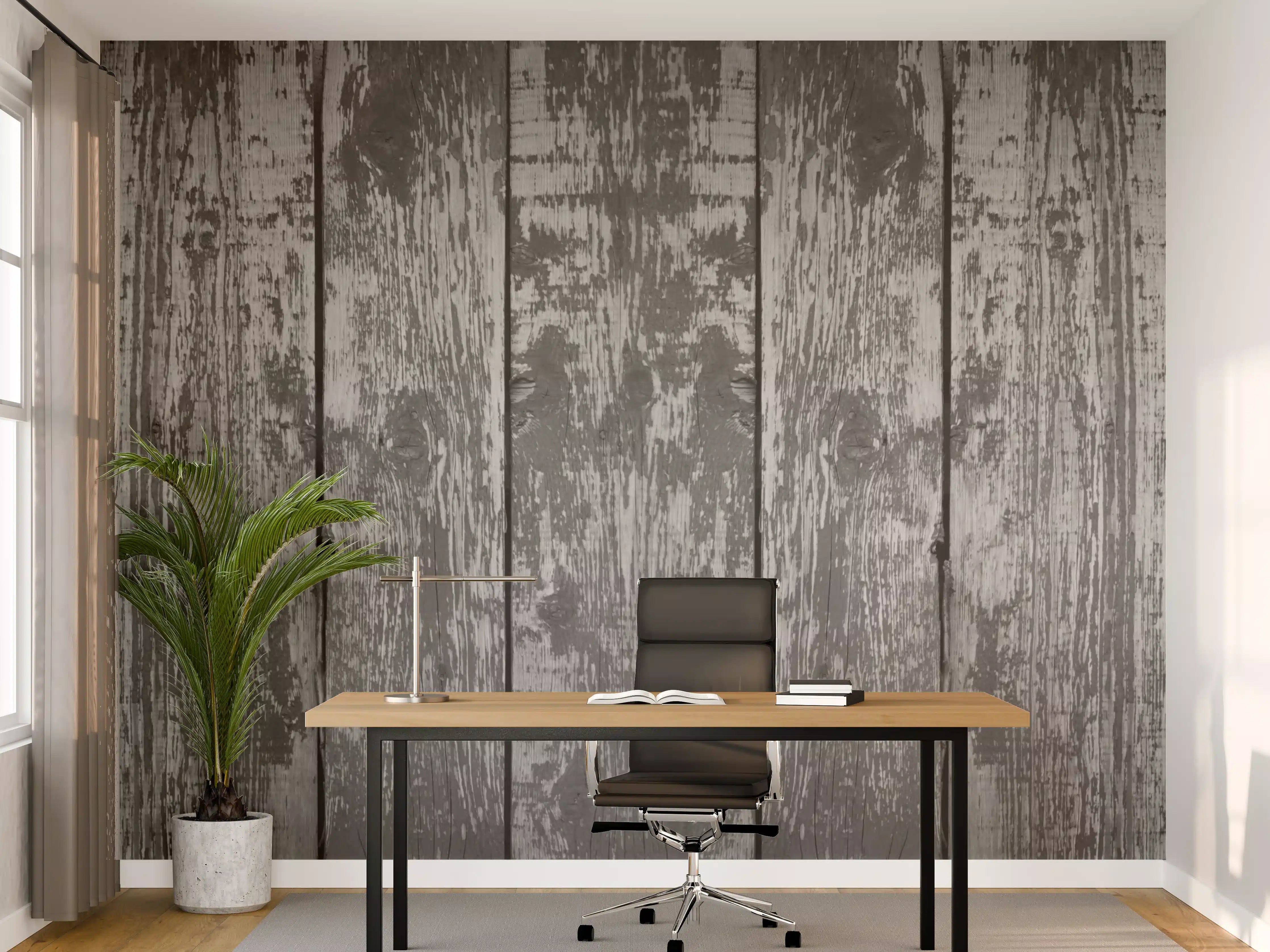 Büro Wandgestaltung - Dunkelgrauer Holzhintergrund