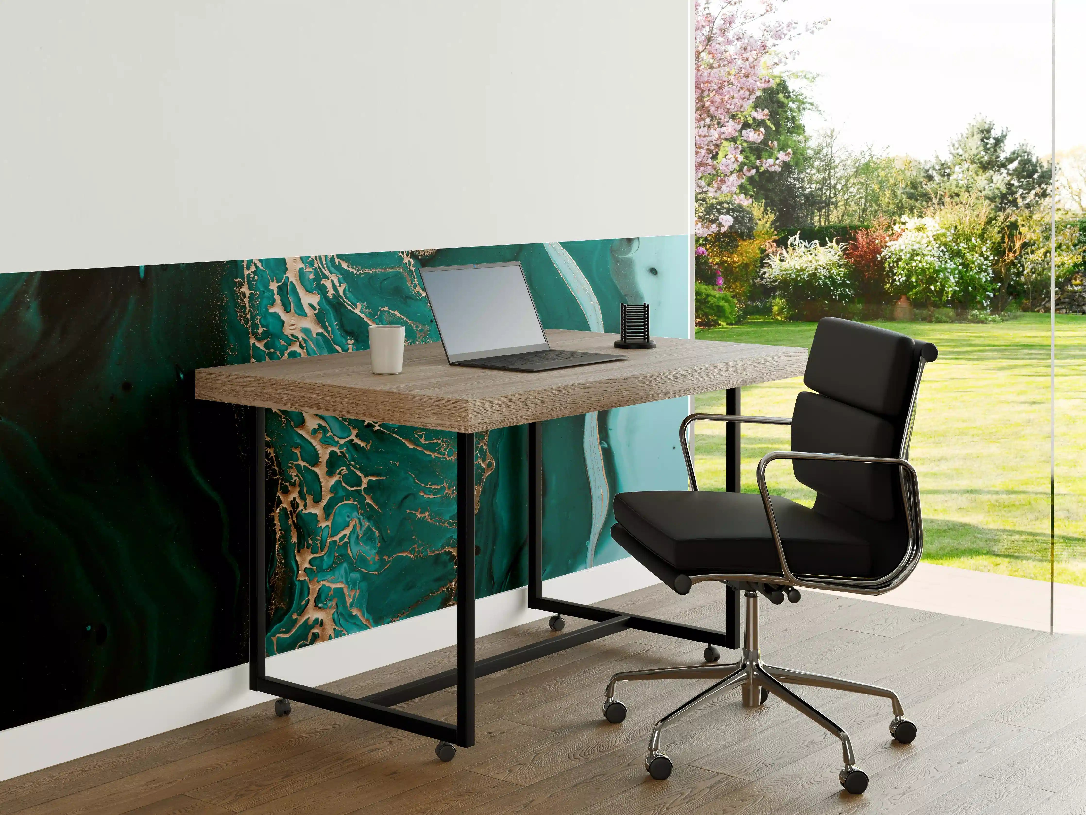 Büro Wandgestaltung - Dunkelgrün Goldene Meerestextur