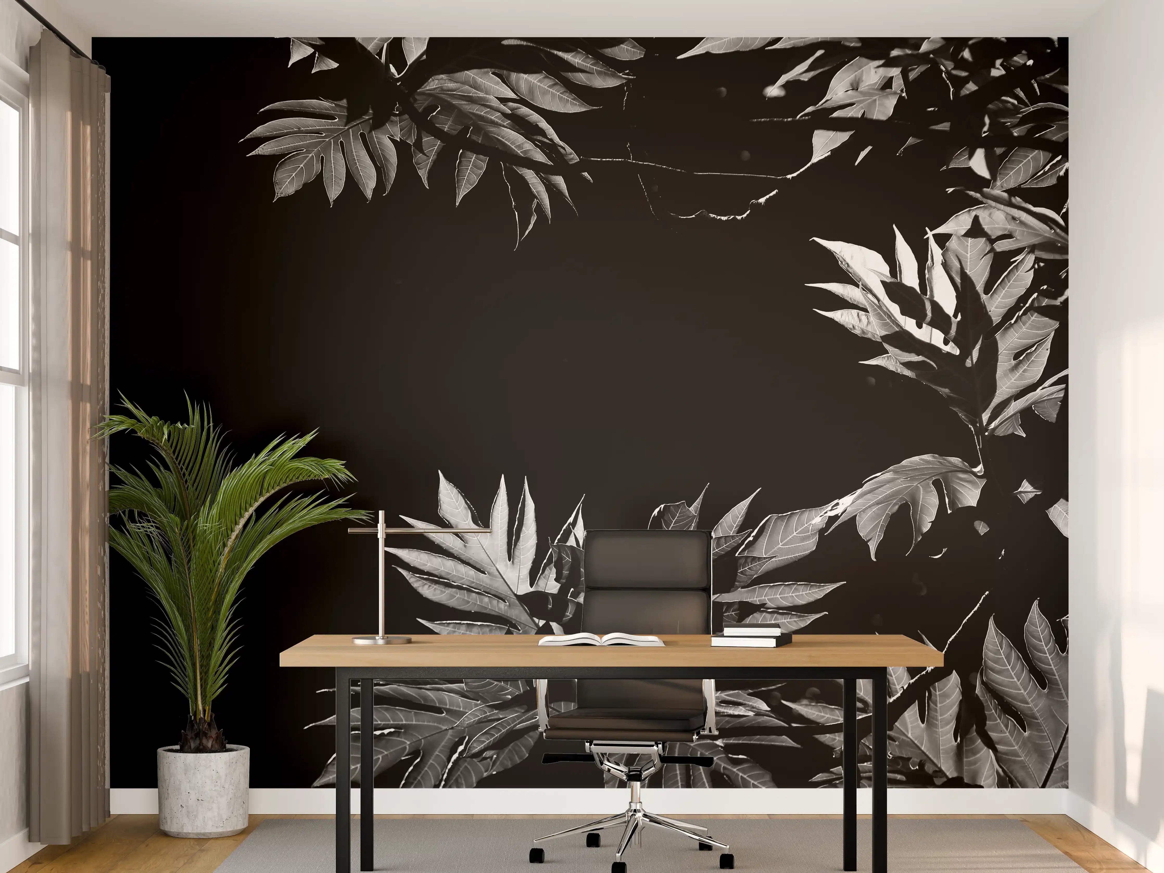 Büro Wandgestaltung - Dunkle Blattkontraste