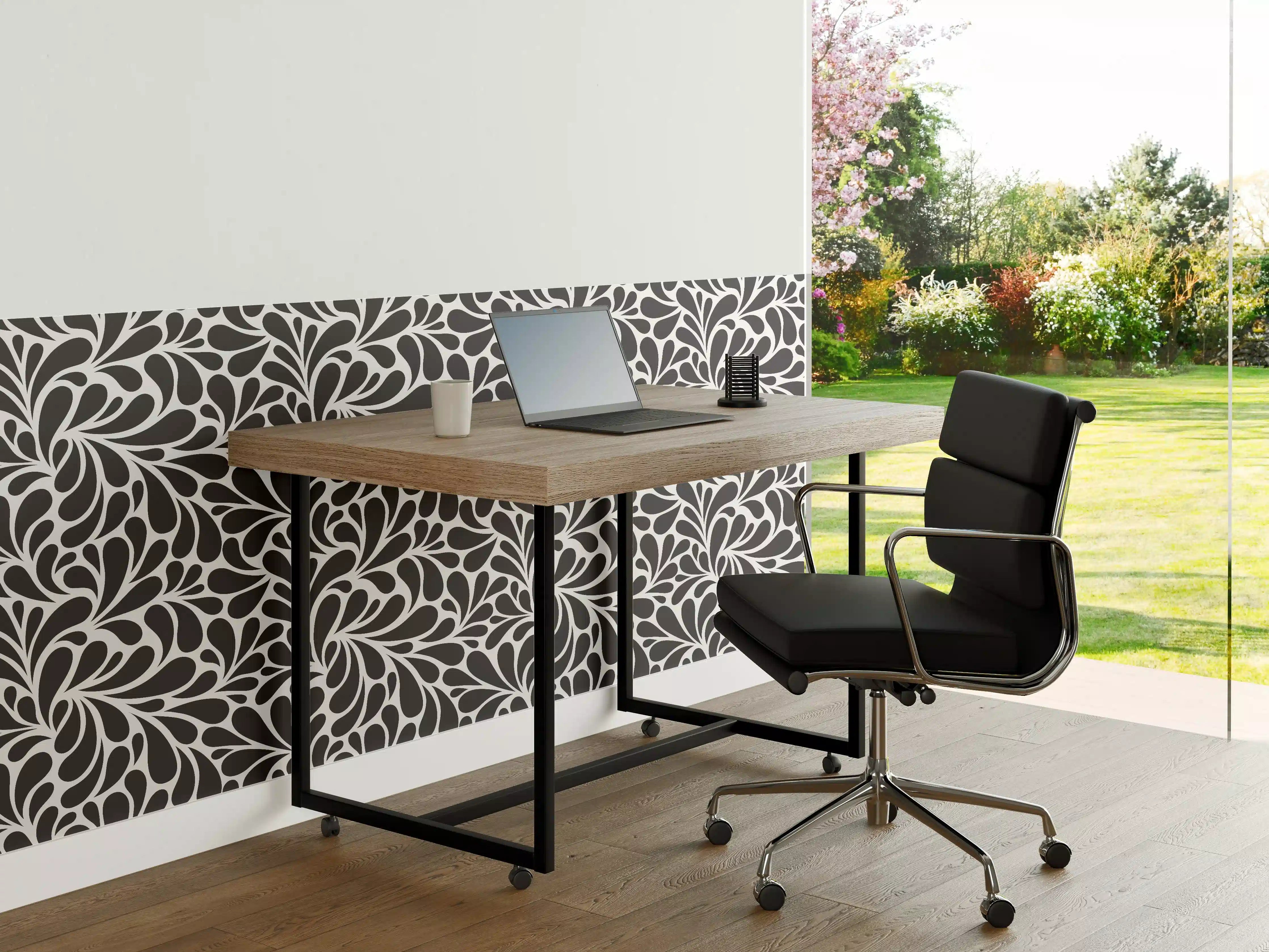 Büro Wandgestaltung - Dunkle Blumenmuster-Grafik