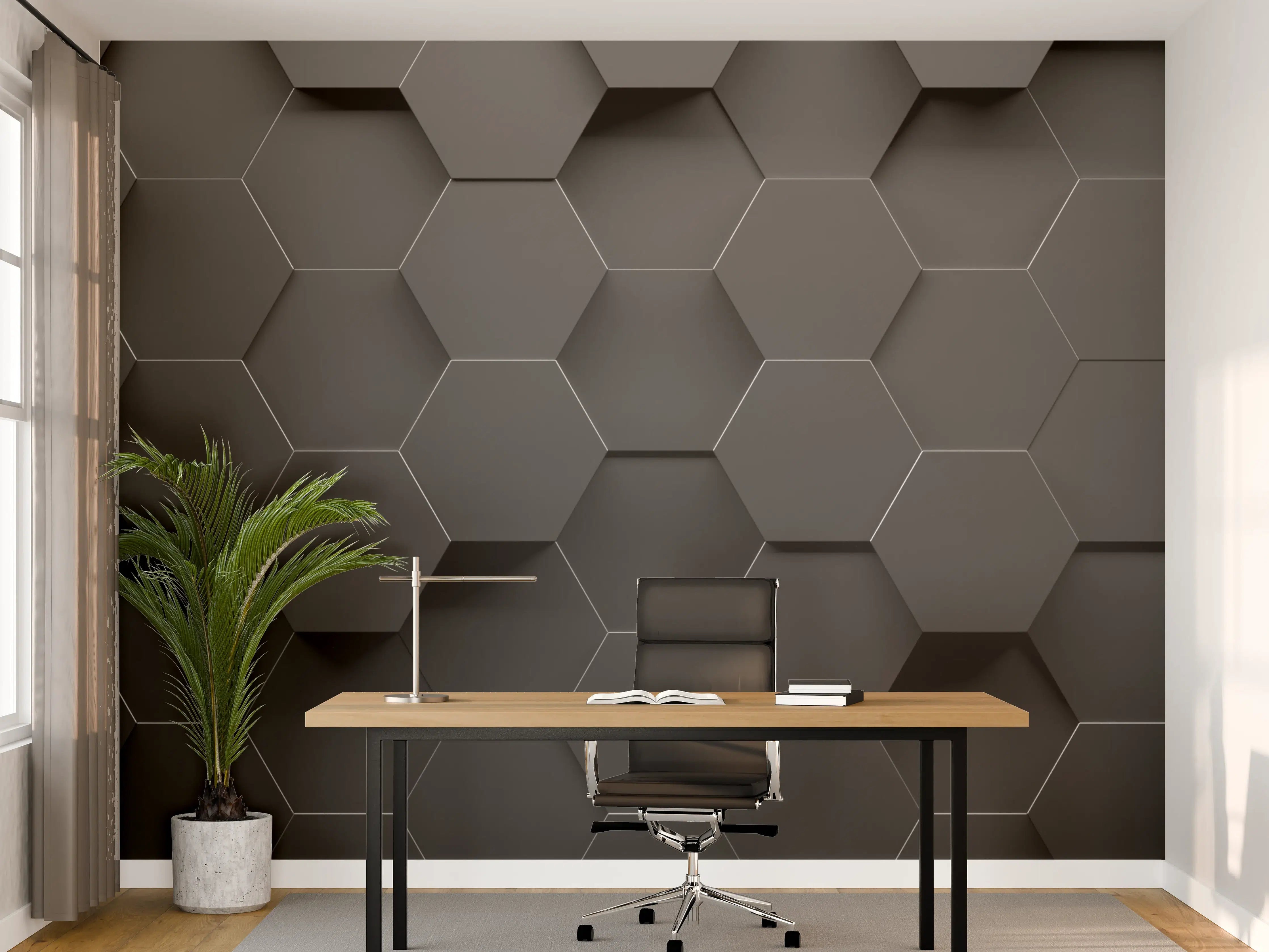 Büro Wandgestaltung - Dunkle Hexagon-Textur