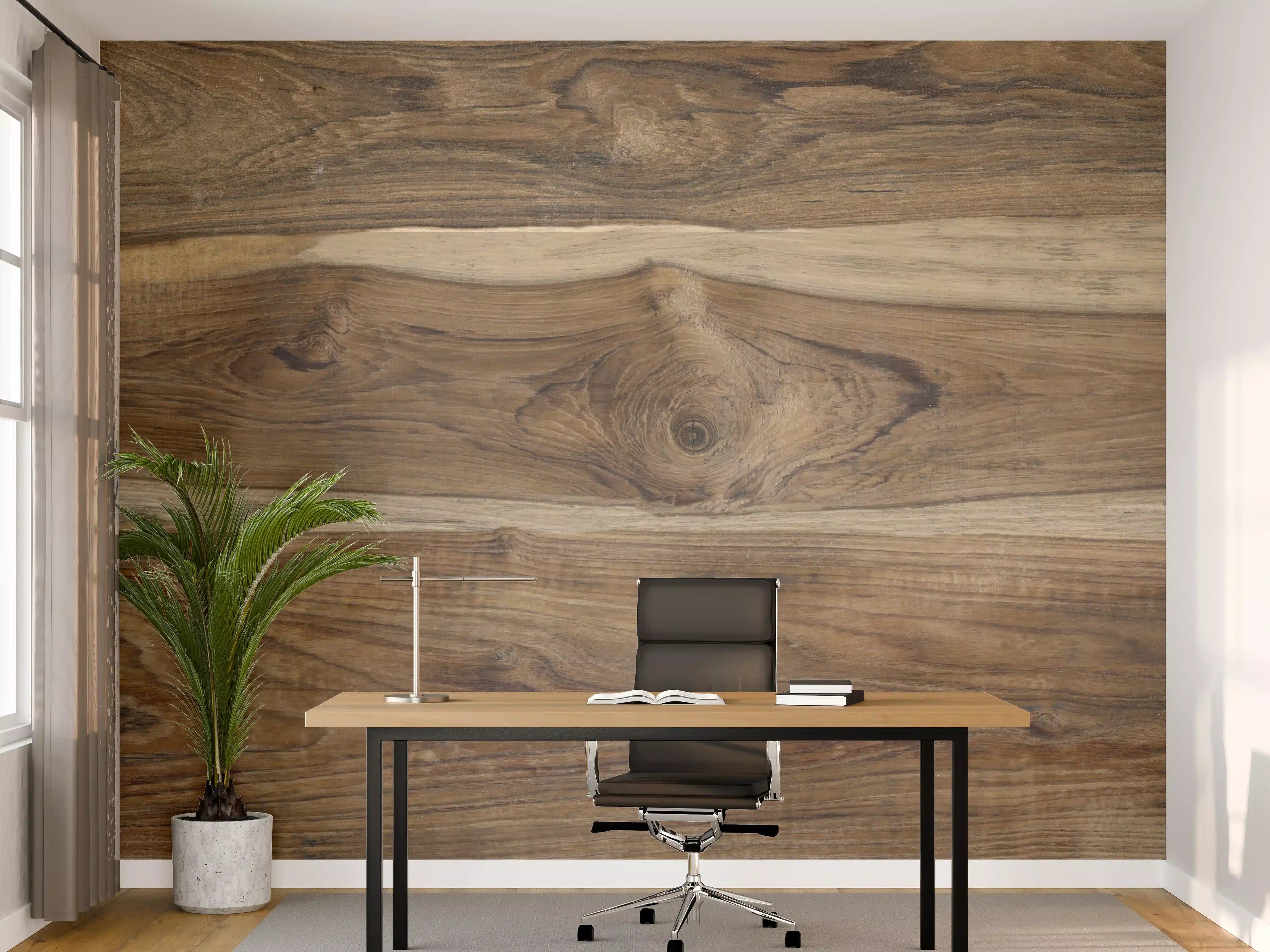 Büro Wandgestaltung - Dunkle Holzoptik