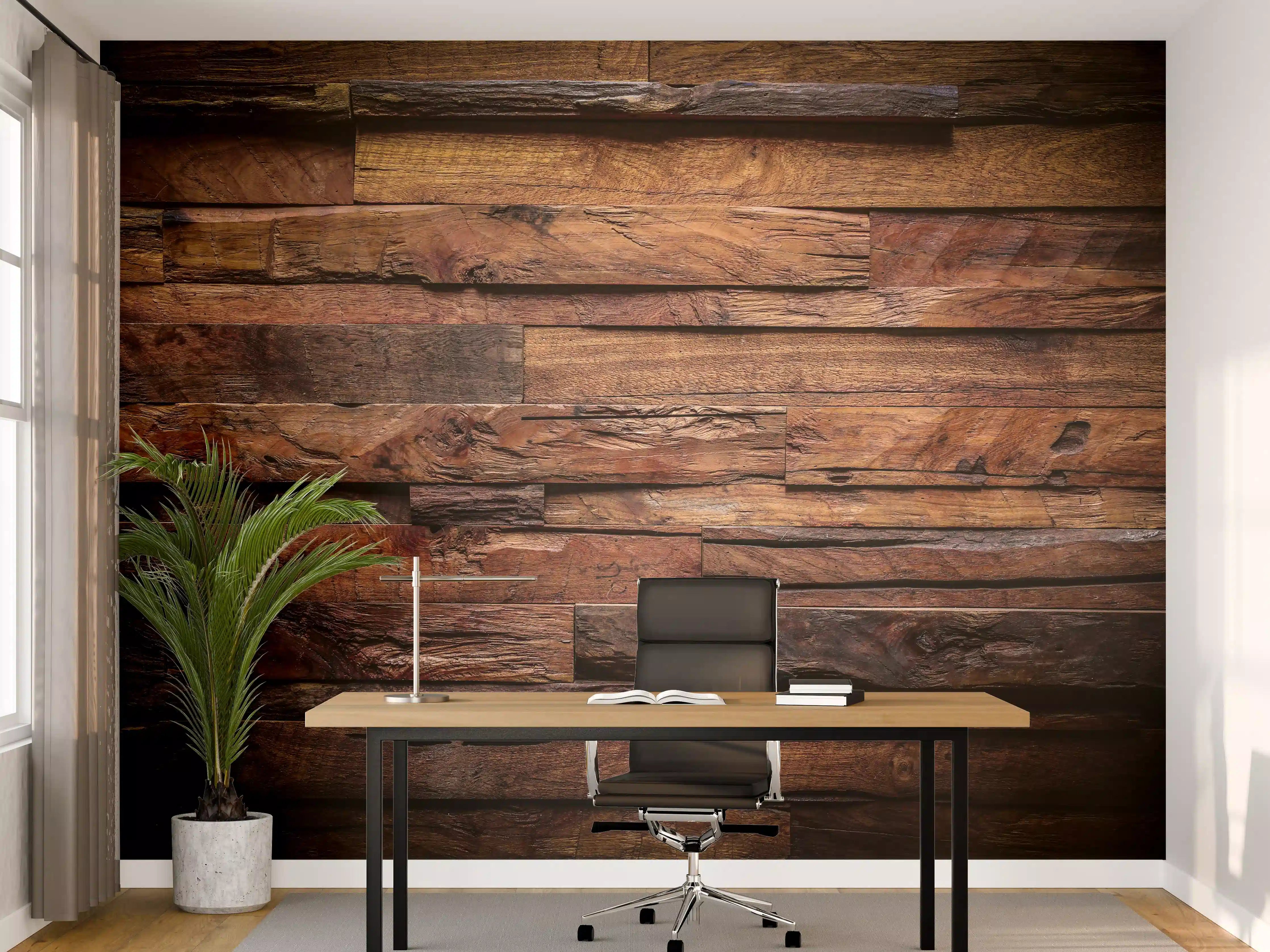 Büro Wandgestaltung - Dunkle Holztextur