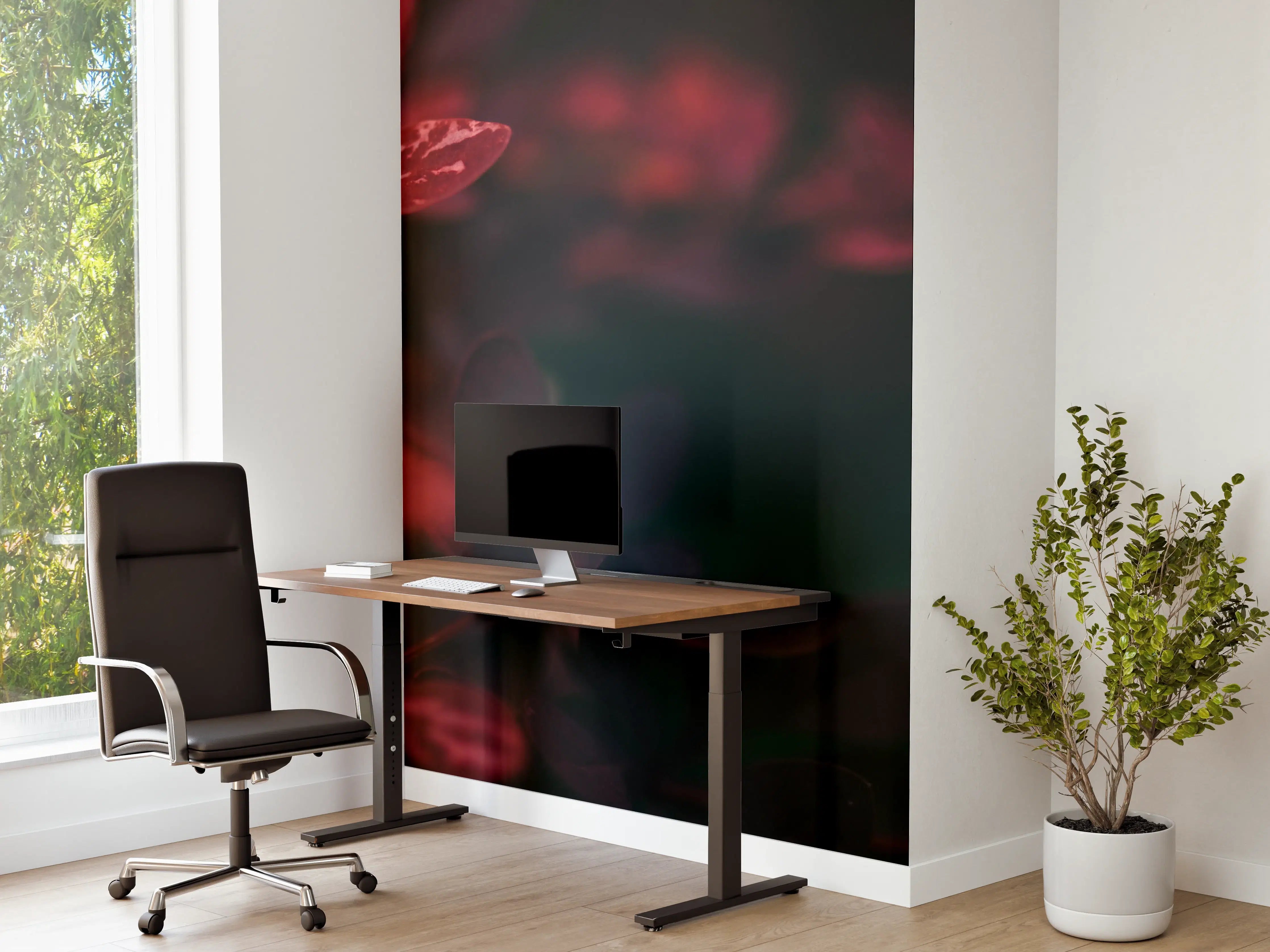 Büro Wandgestaltung - Dunkle Rotblätter im Schatten
