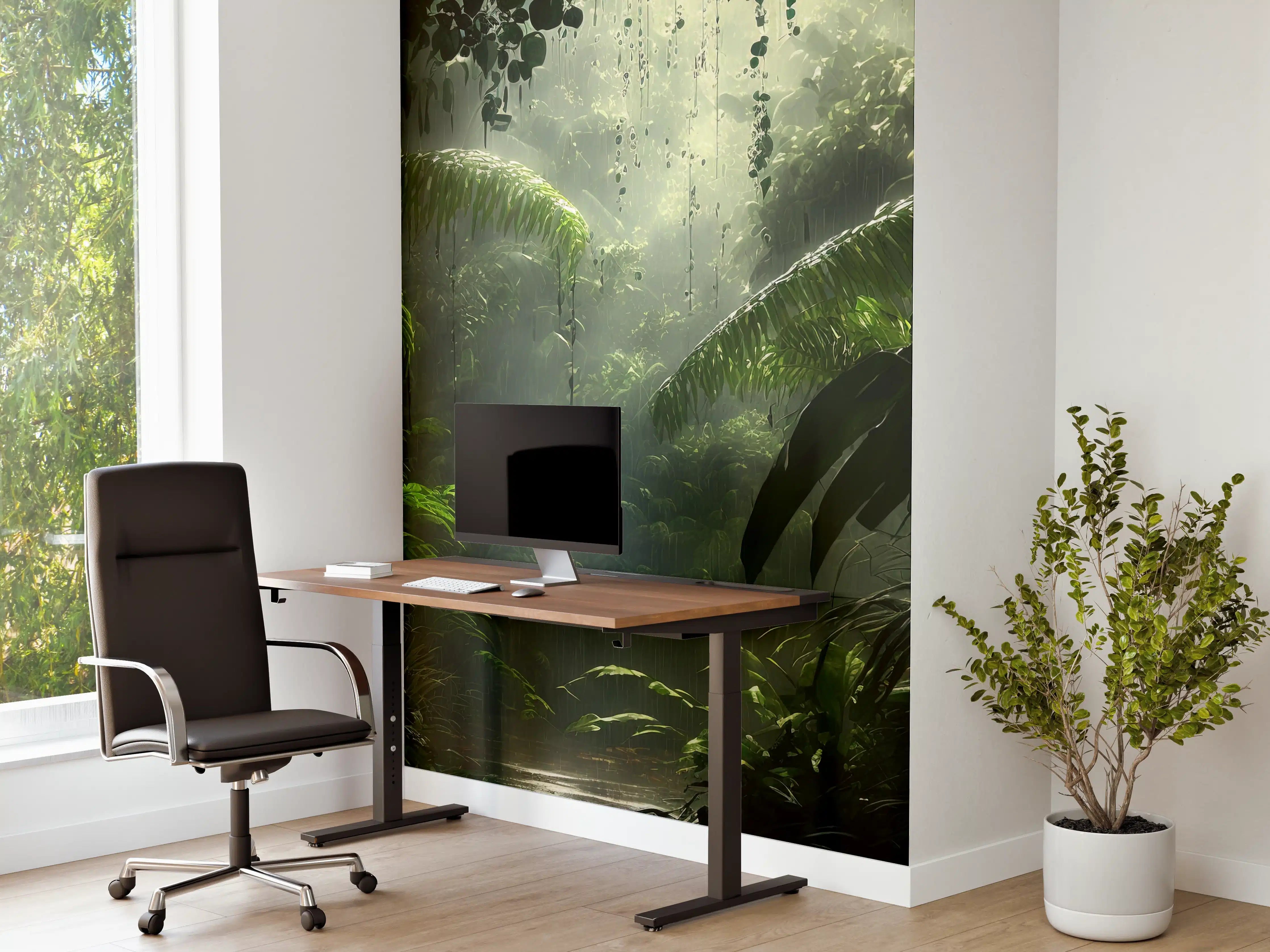 Büro Wandgestaltung - Dunkler tropischer Wald im Regen