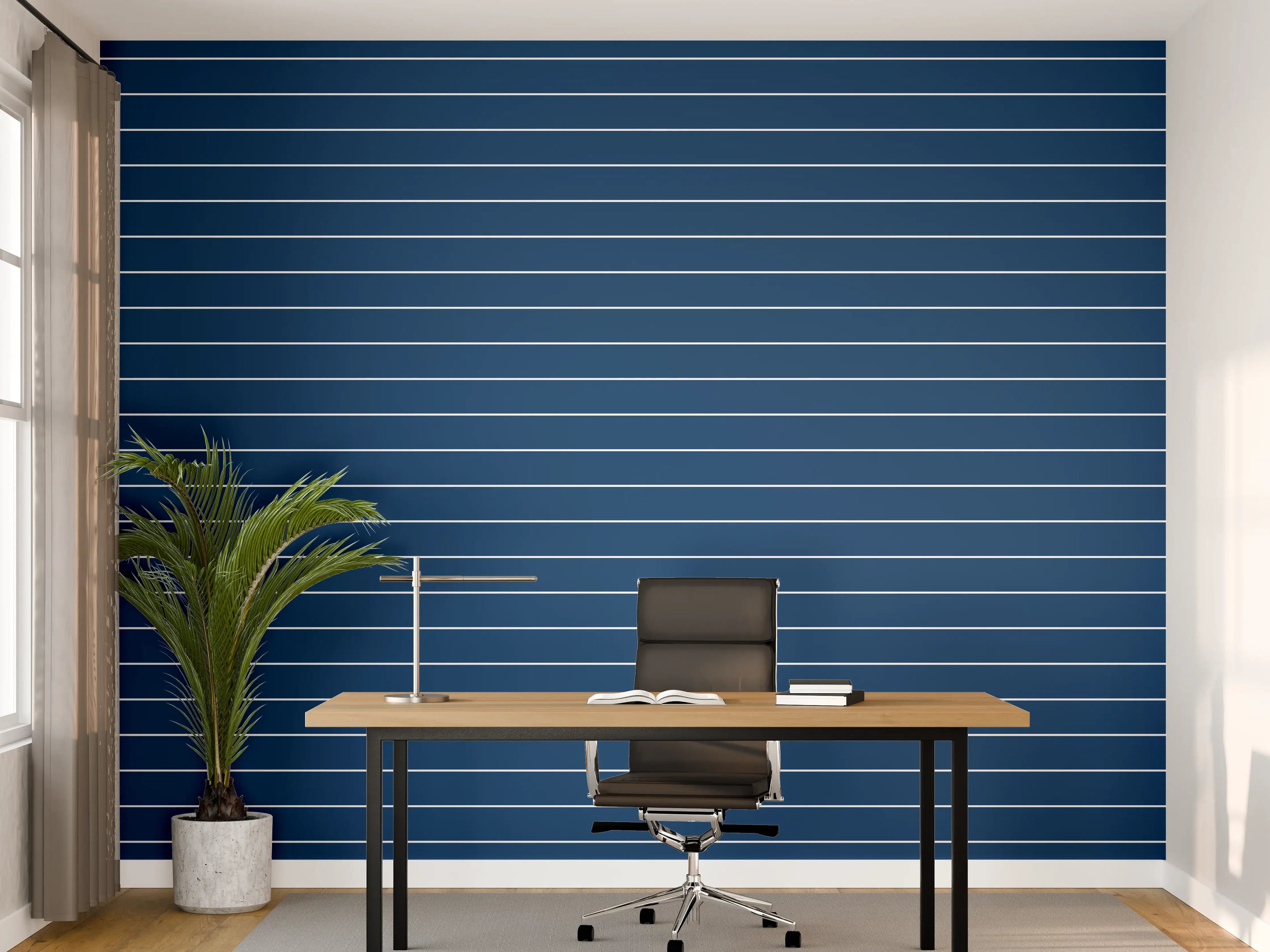 Büro Wandgestaltung - Dunkles Blau-Ornament-Design