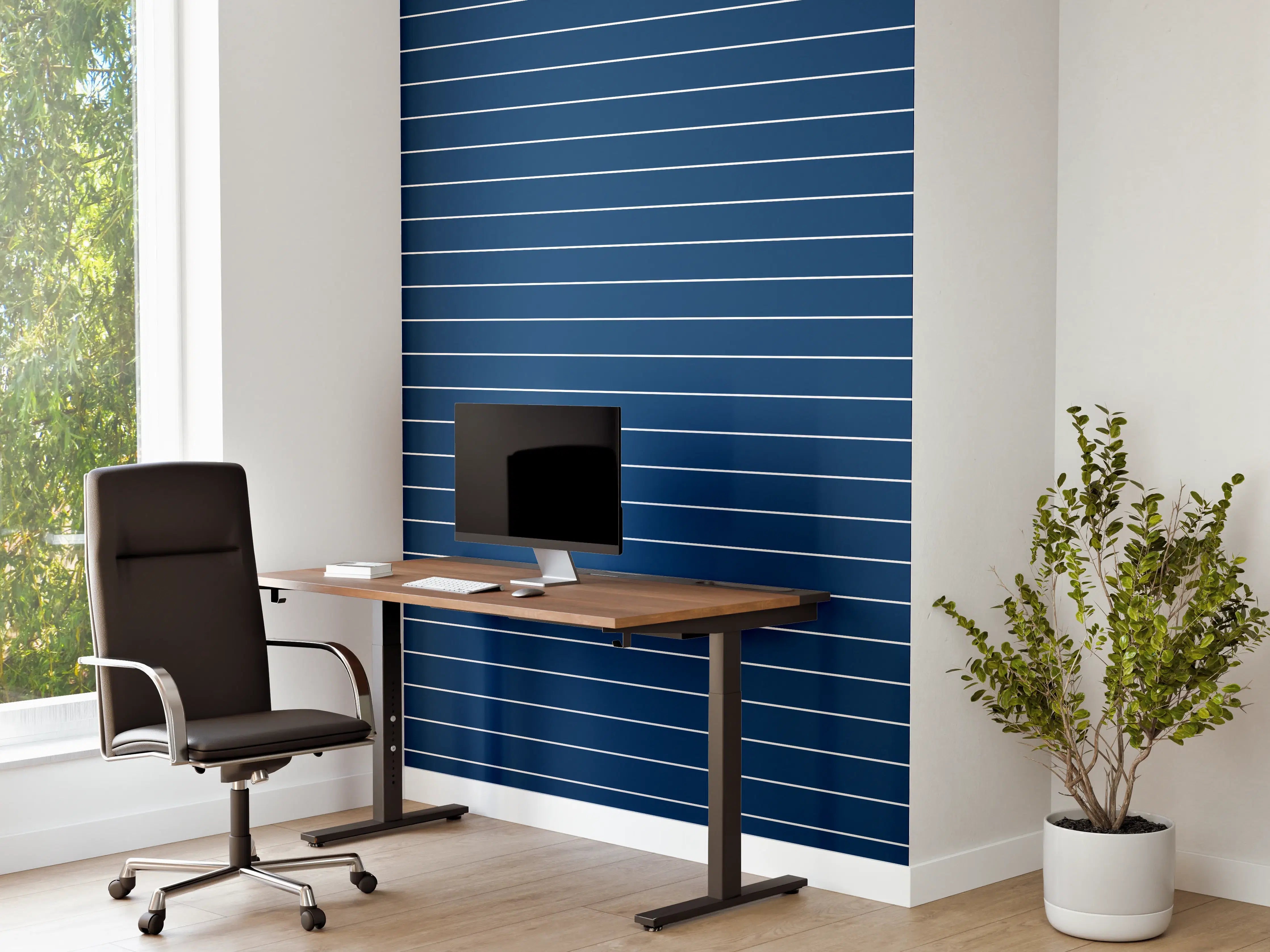 Büro Wandgestaltung - Dunkles Blau-Ornament-Design