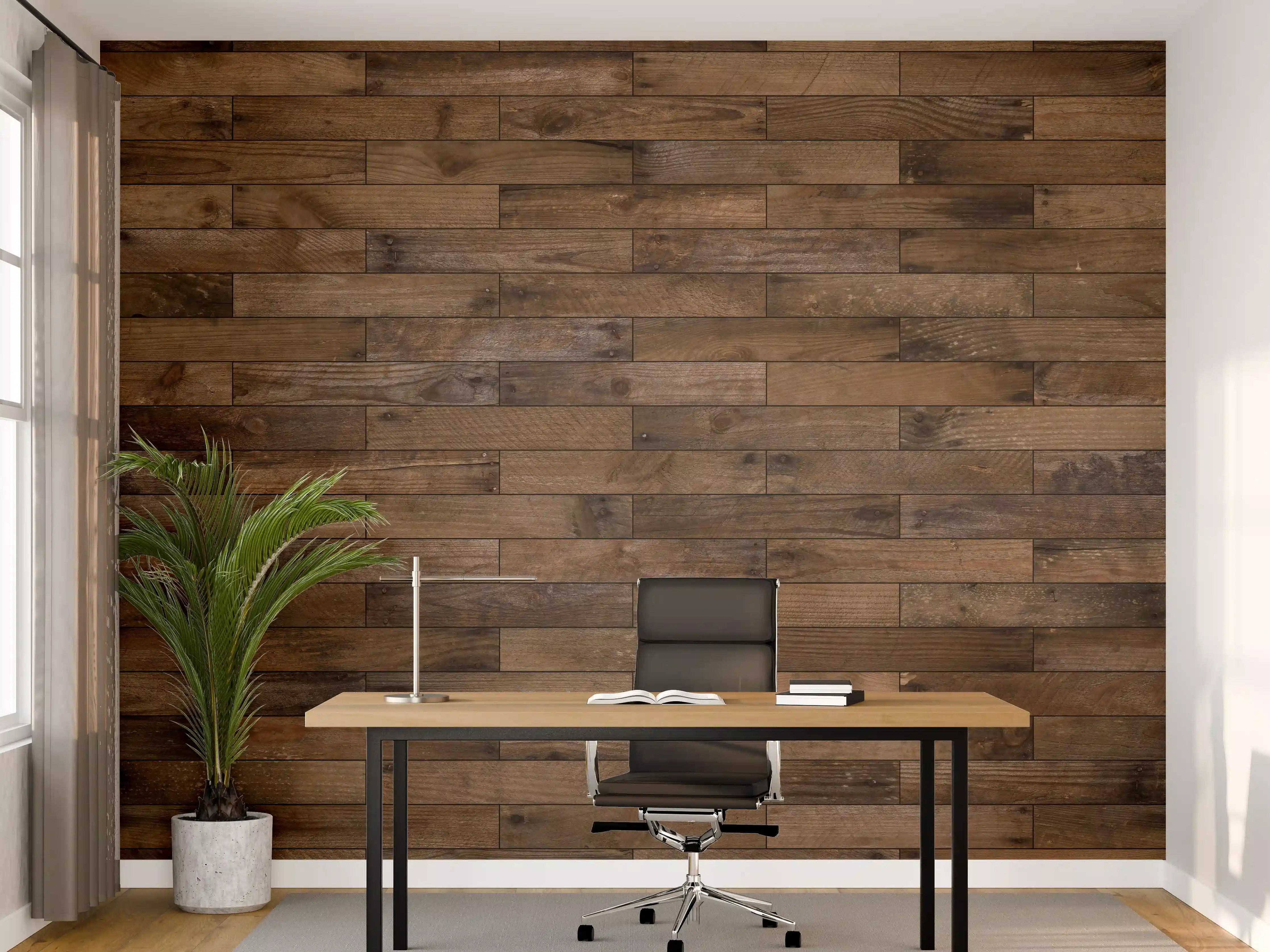 Büro Wandgestaltung - Dunkles Holzmuster