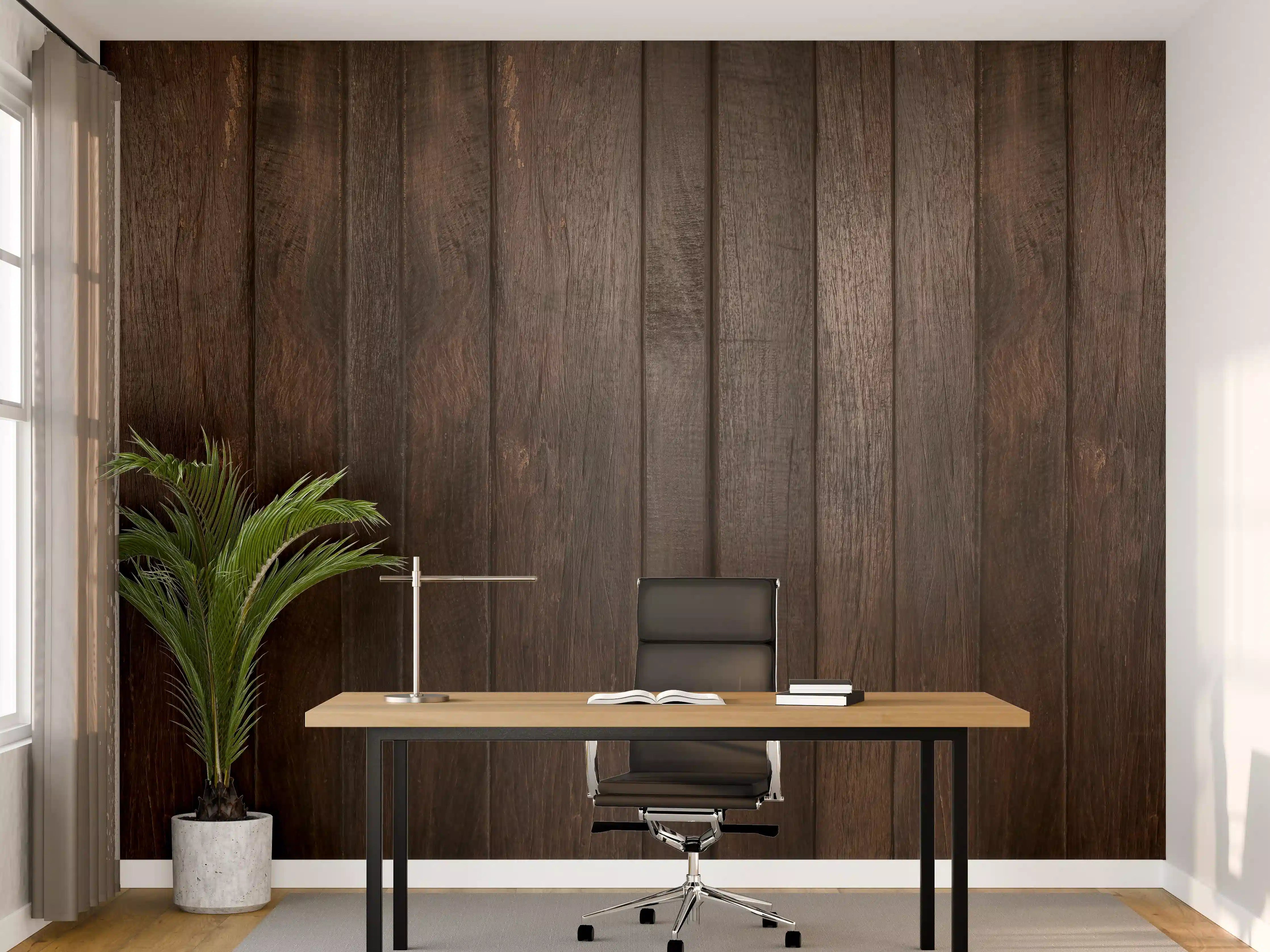 Büro Wandgestaltung - Dunkles glasiertes Holz