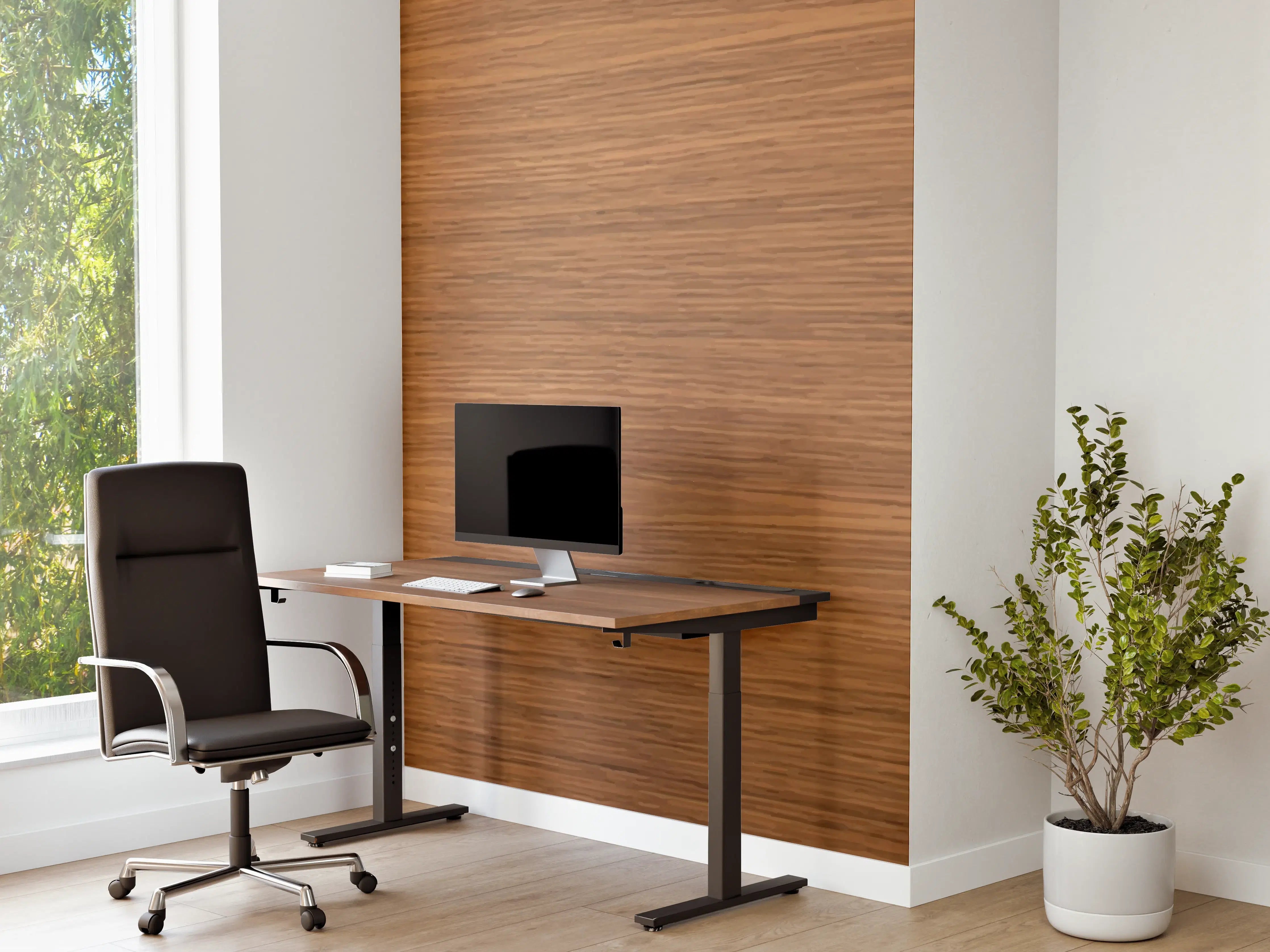 Büro Wandgestaltung - Edle Braun-Holztextur