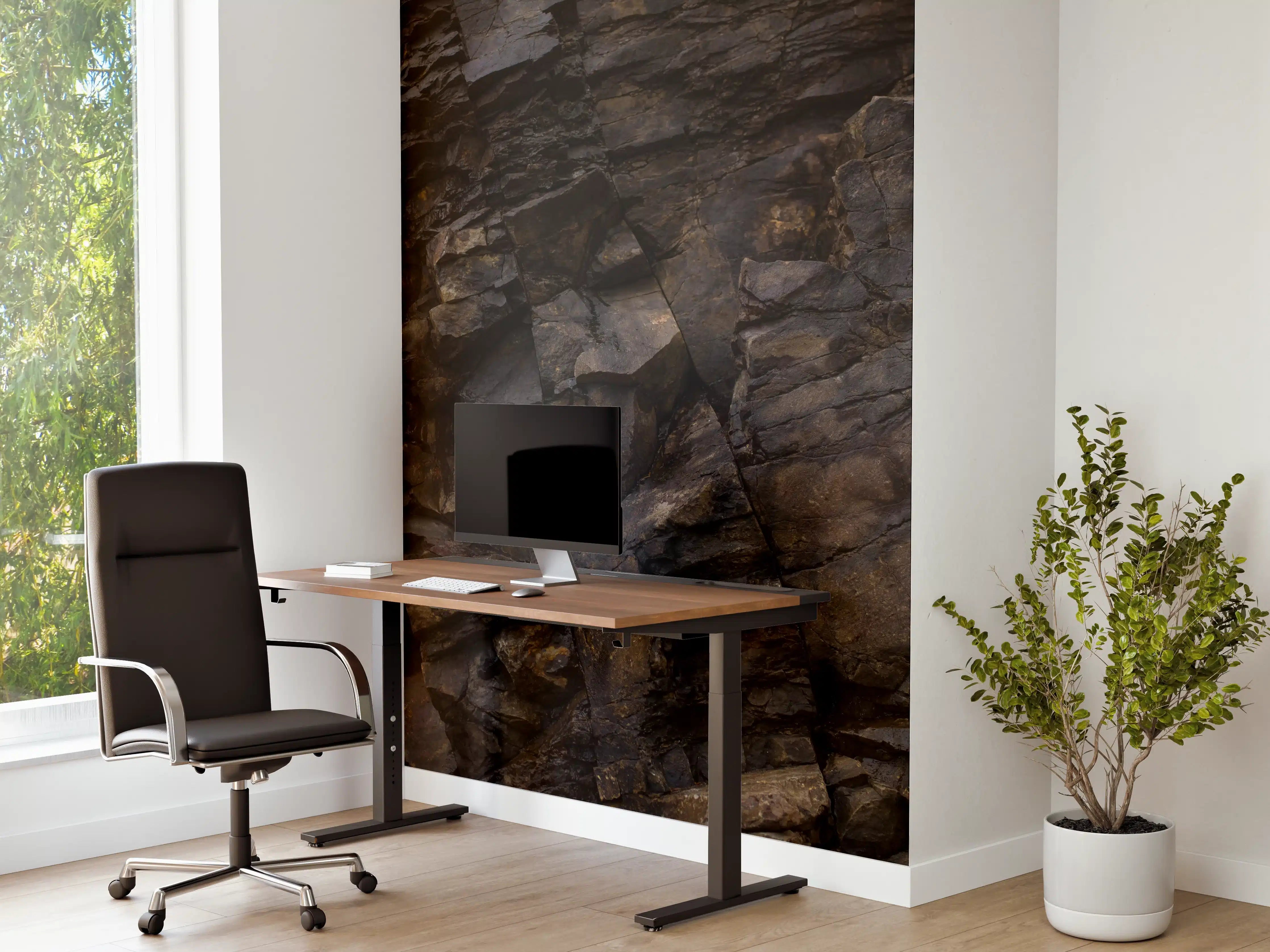 Büro Wandgestaltung - Edle Dunkle Steintextur