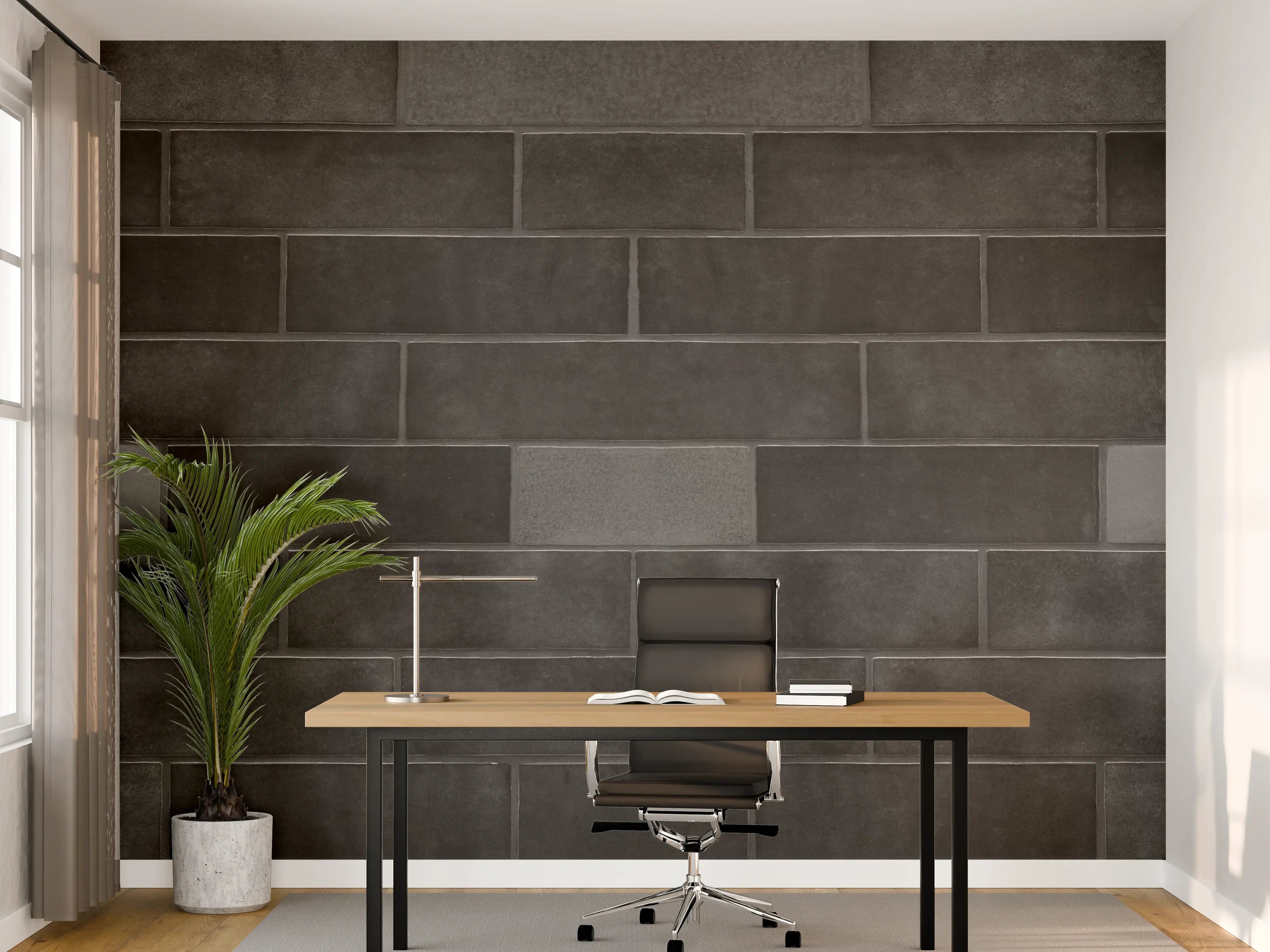 Büro Wandgestaltung - Edle Schwarze Ziegel