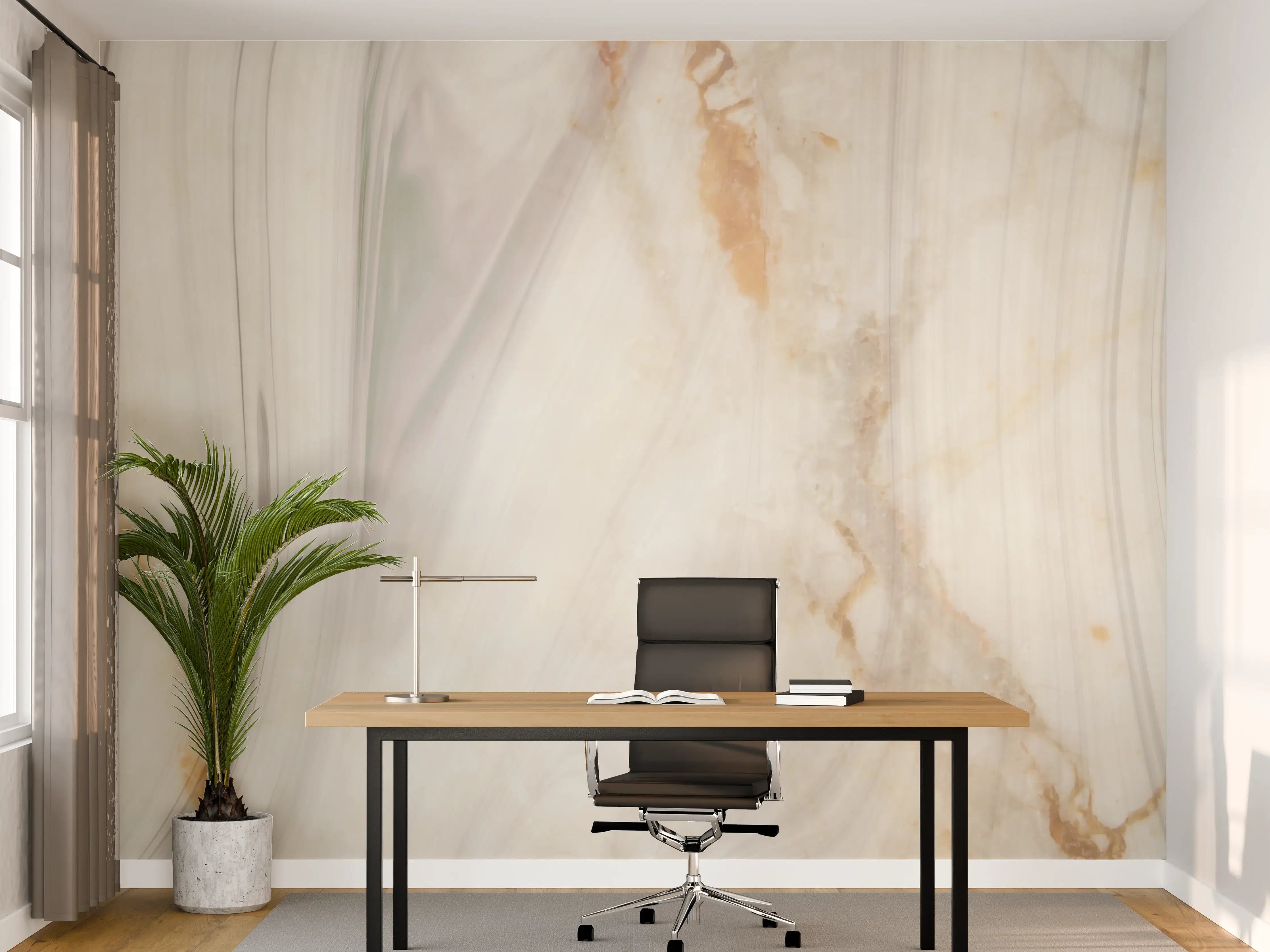 Büro Wandgestaltung - Edle bräunliche Marmorierung