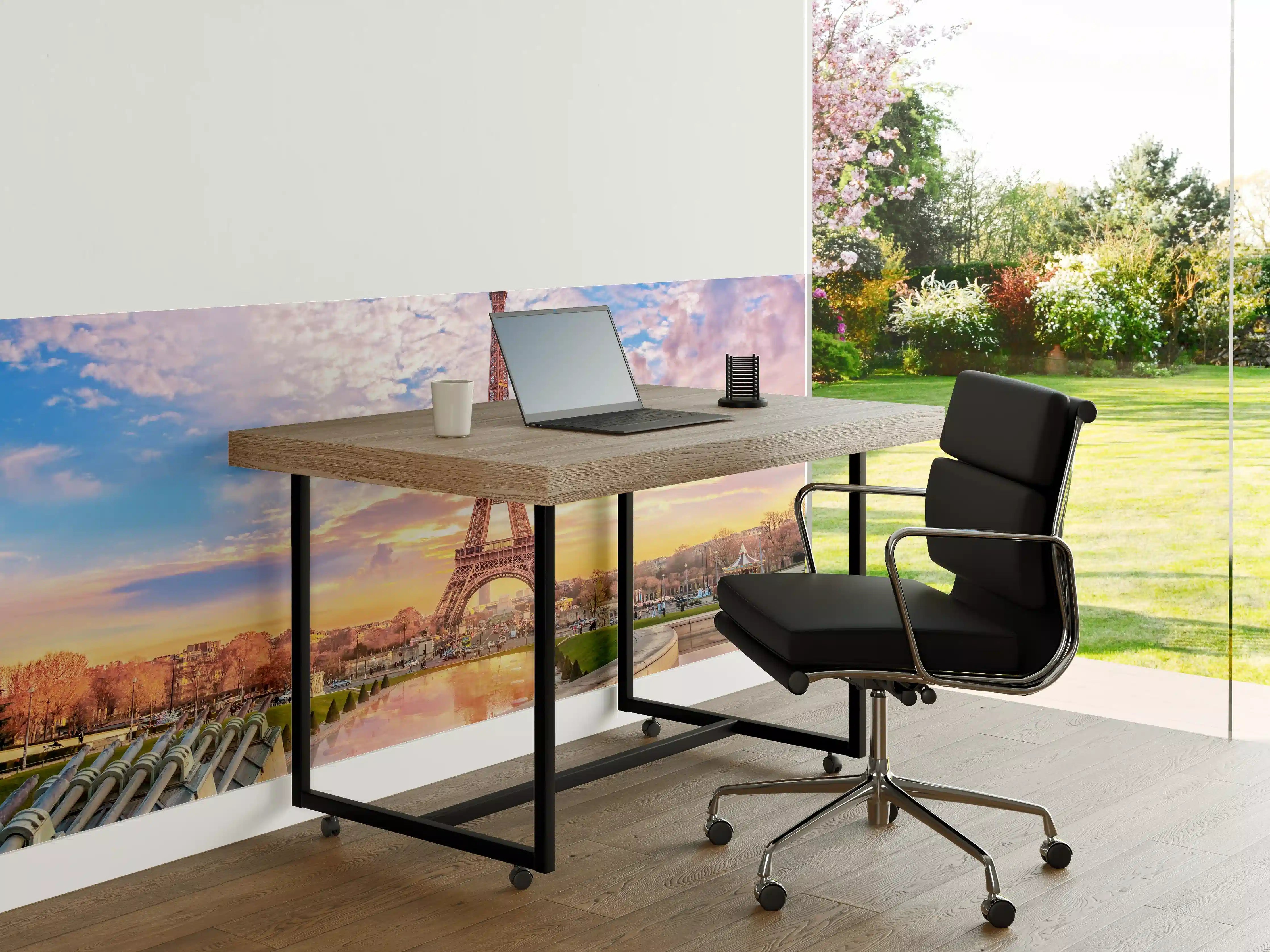Büro Wandgestaltung - Eiffelturm bei Sonnenaufgang in zarten Pastellfarben