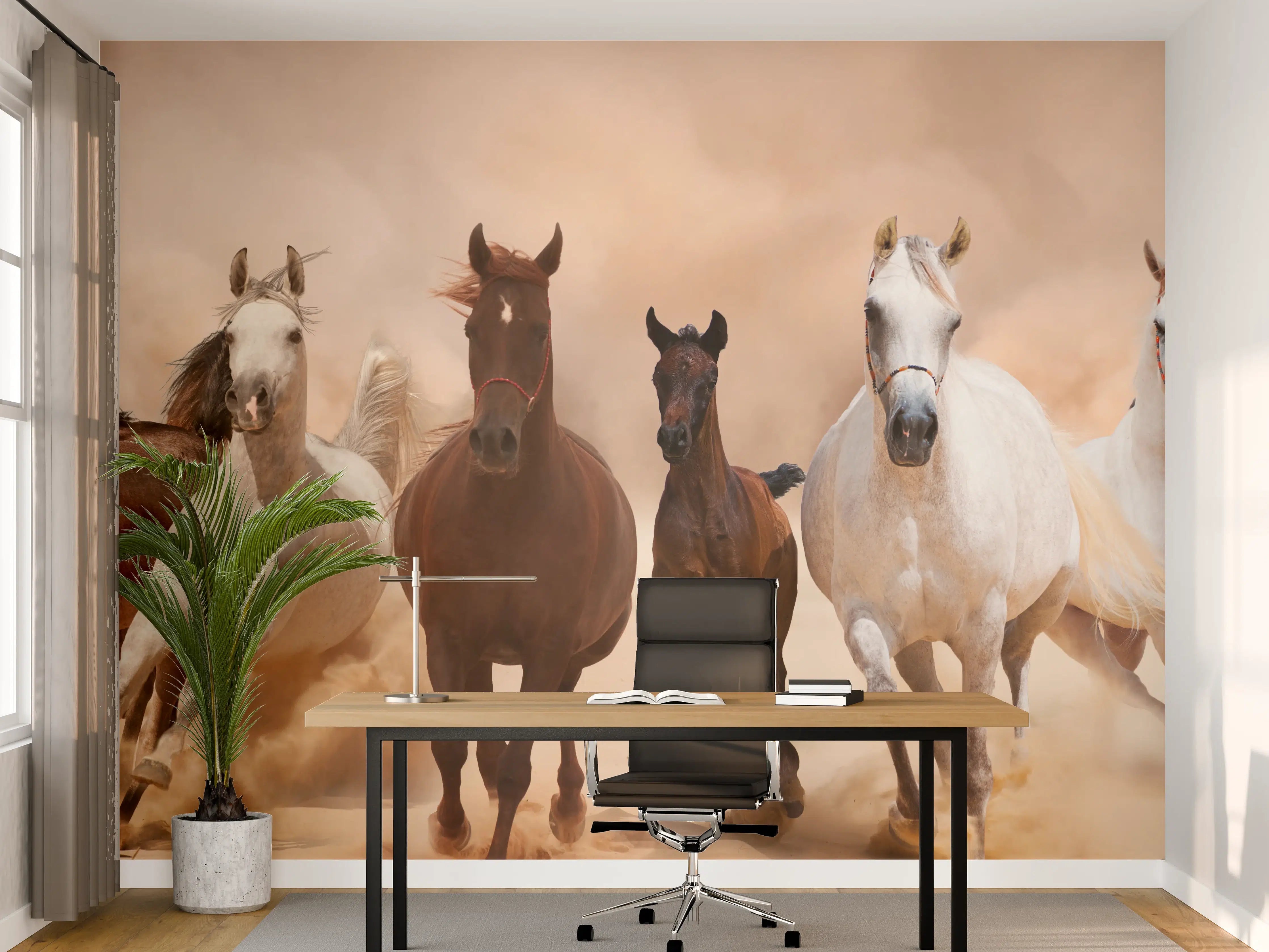 Büro Wandgestaltung - Eine Herde von Pferden
