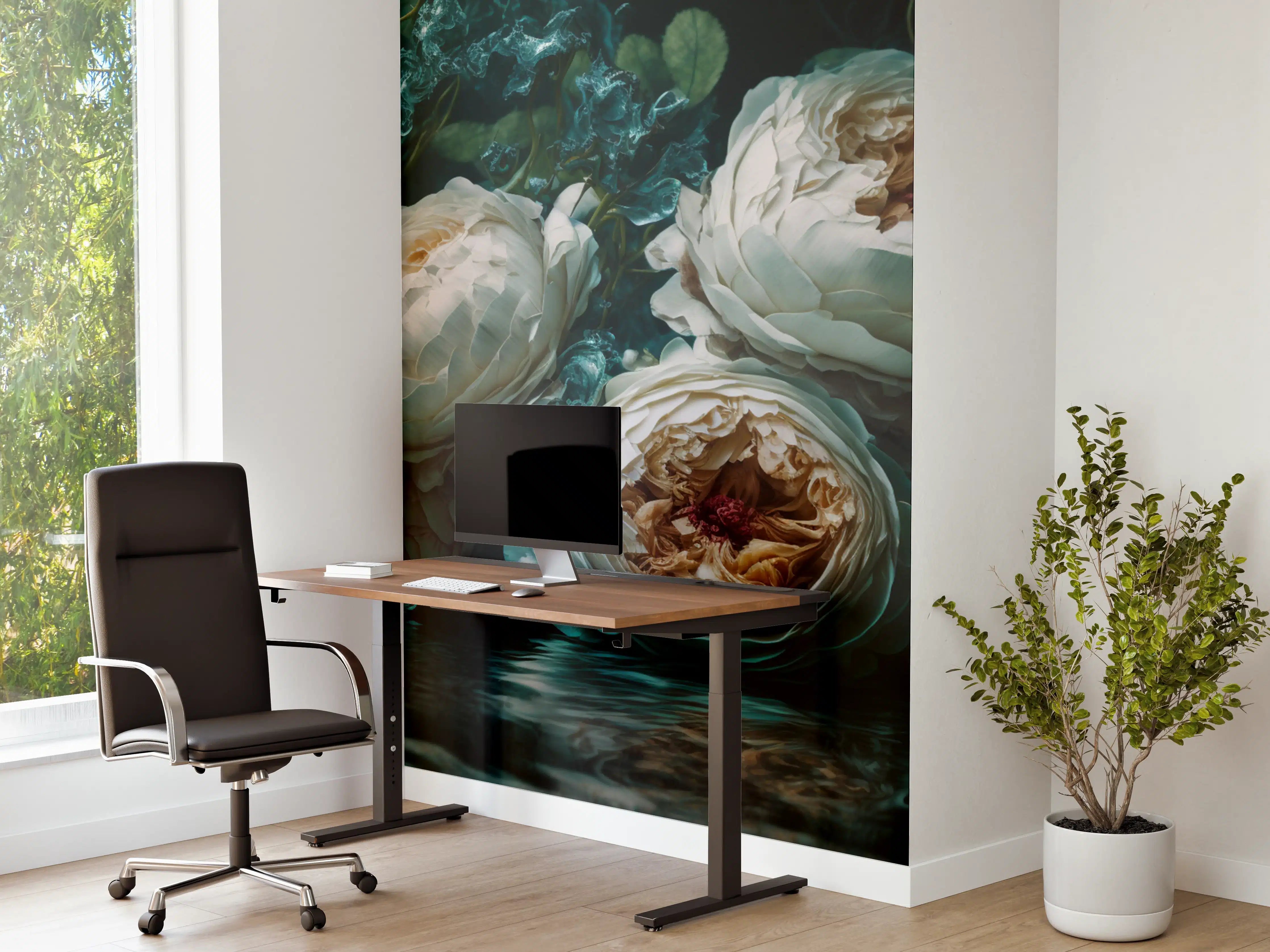 Büro Wandgestaltung - Elegante Blumen im Wasser