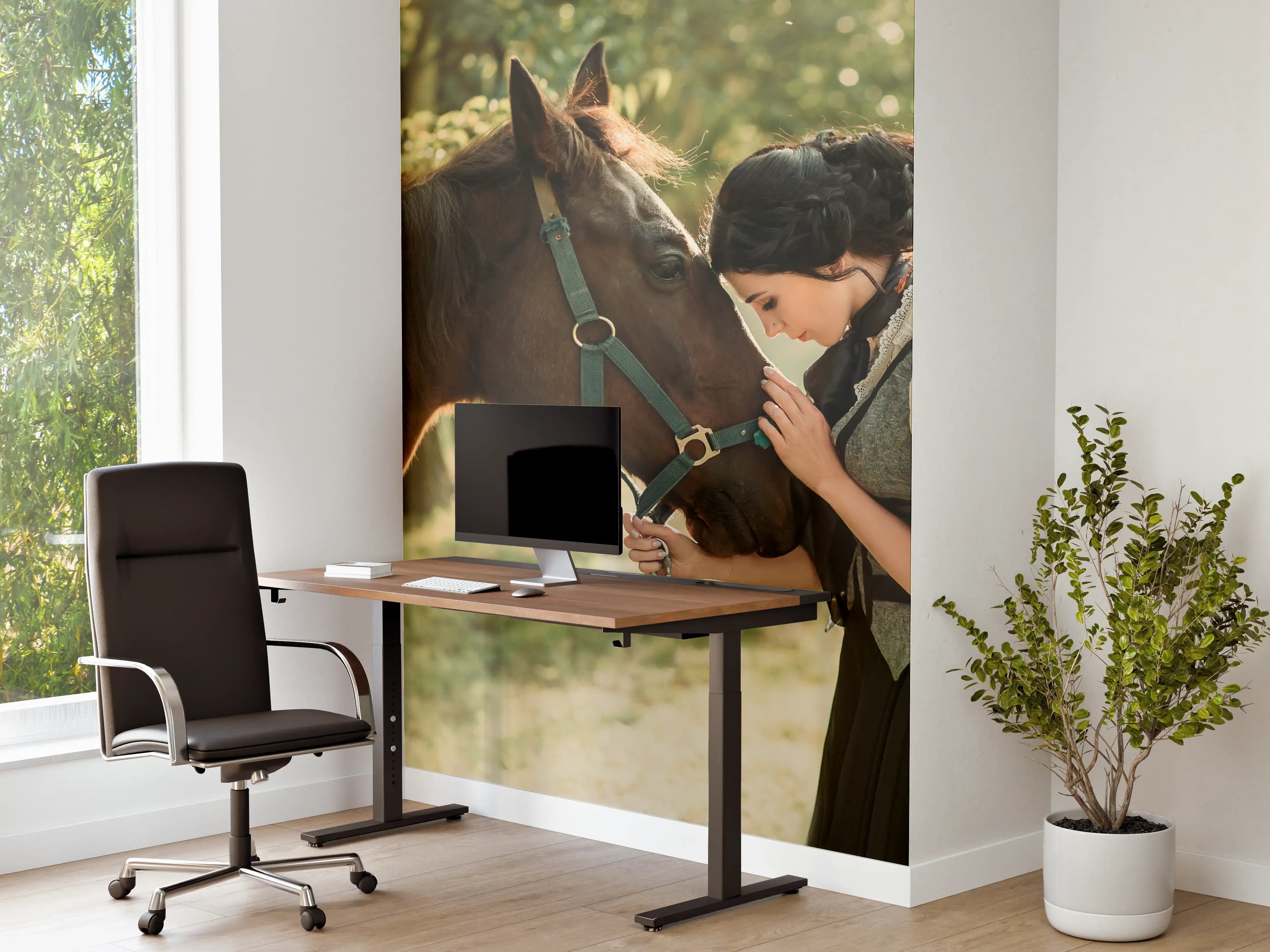 Büro Wandgestaltung - Elegante Dame mit Pferd
