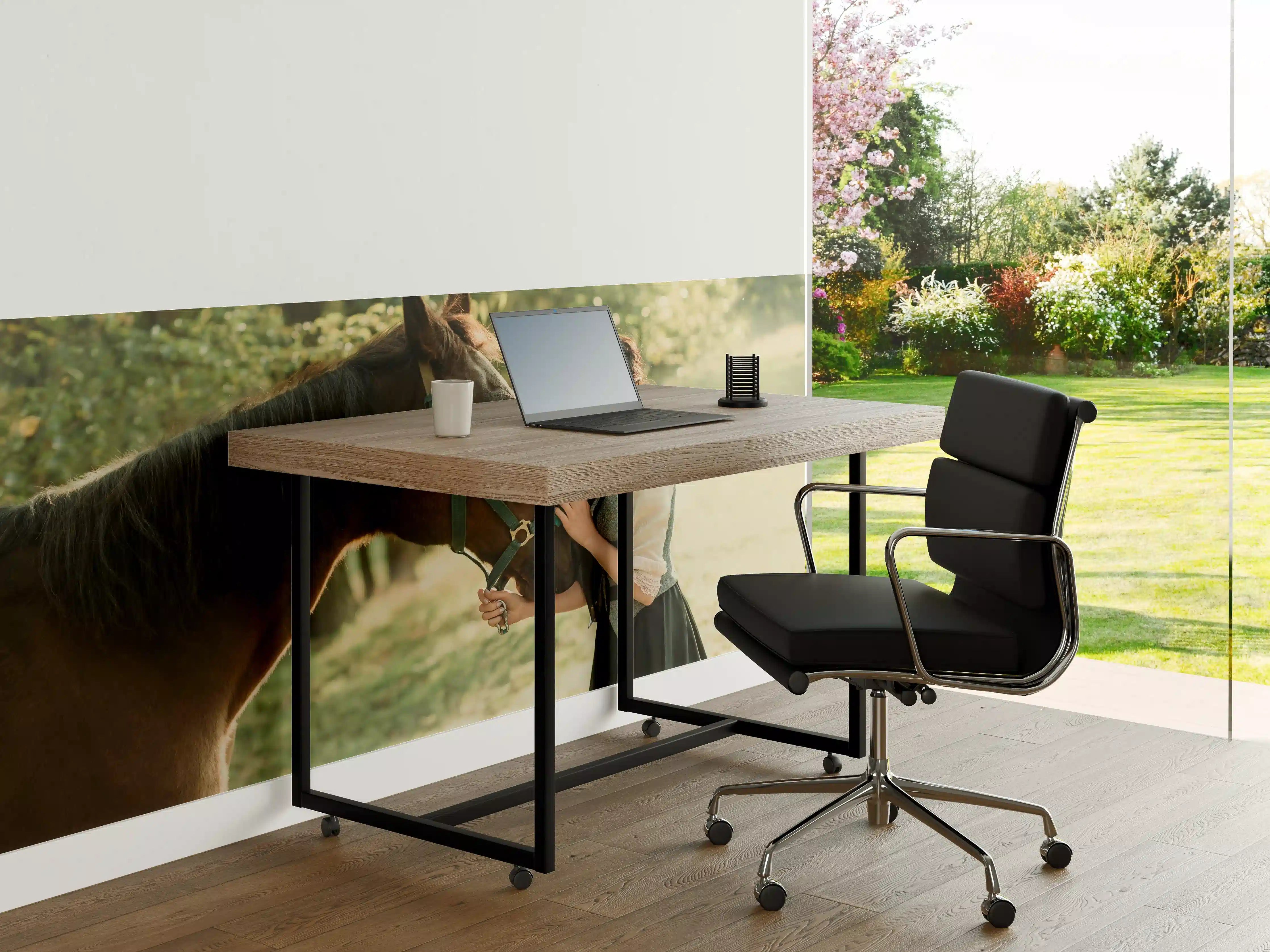 Büro Wandgestaltung - Elegante Dame mit Pferd