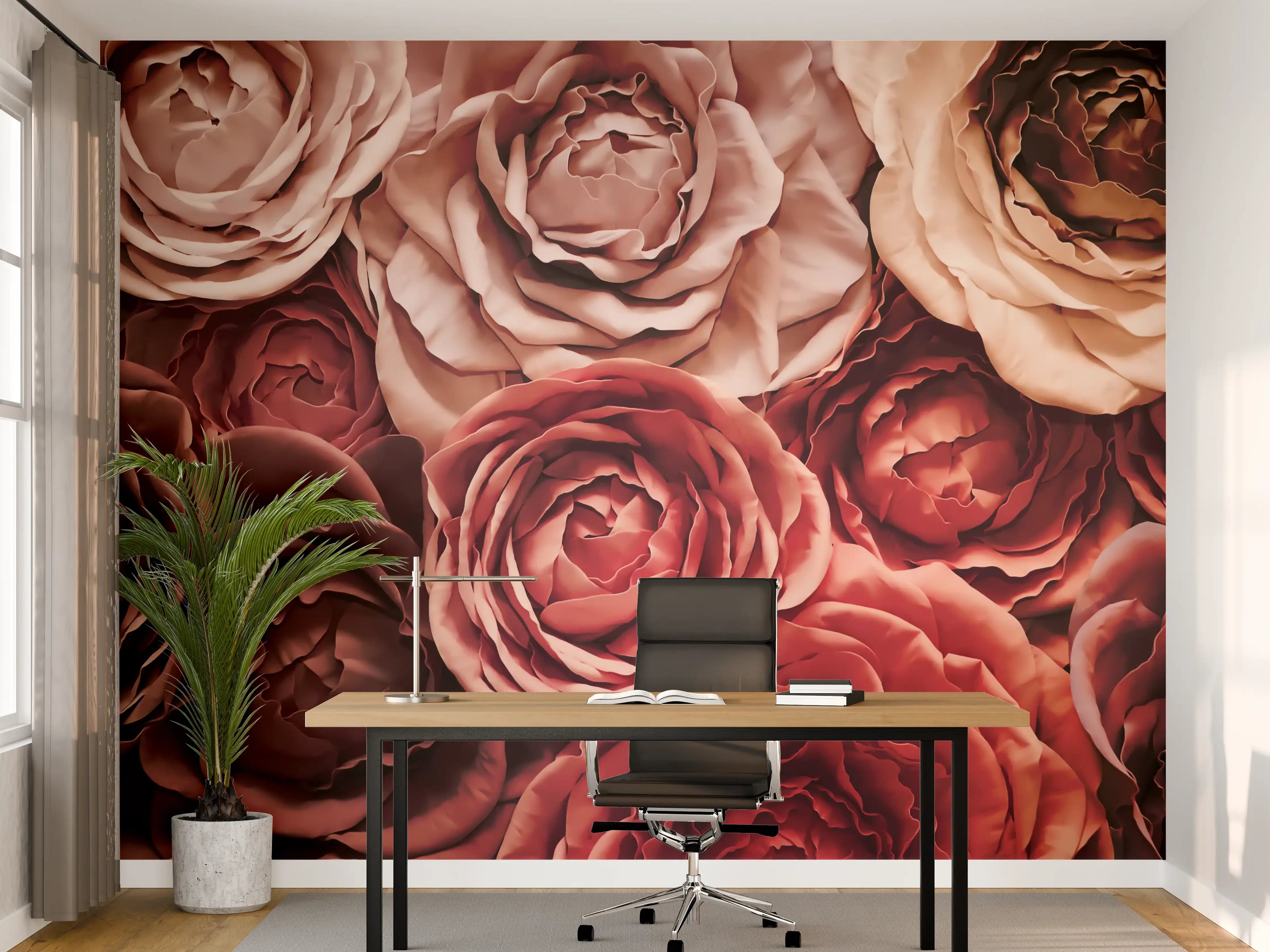 Büro Wandgestaltung - Elegante Grautöne und warme Rosen
