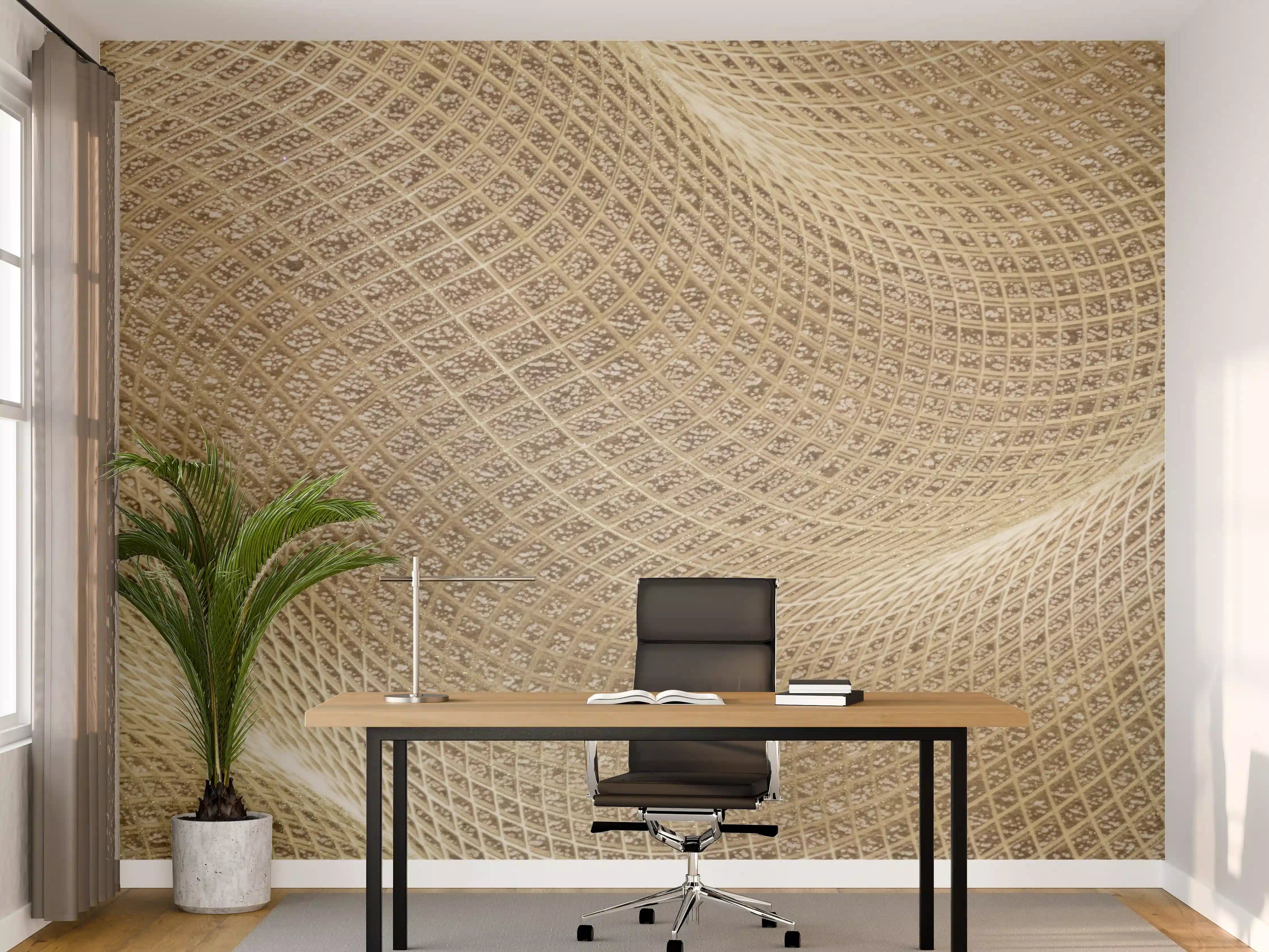 Büro Wandgestaltung - Elegante Marmor-Grau mit Goldakzente