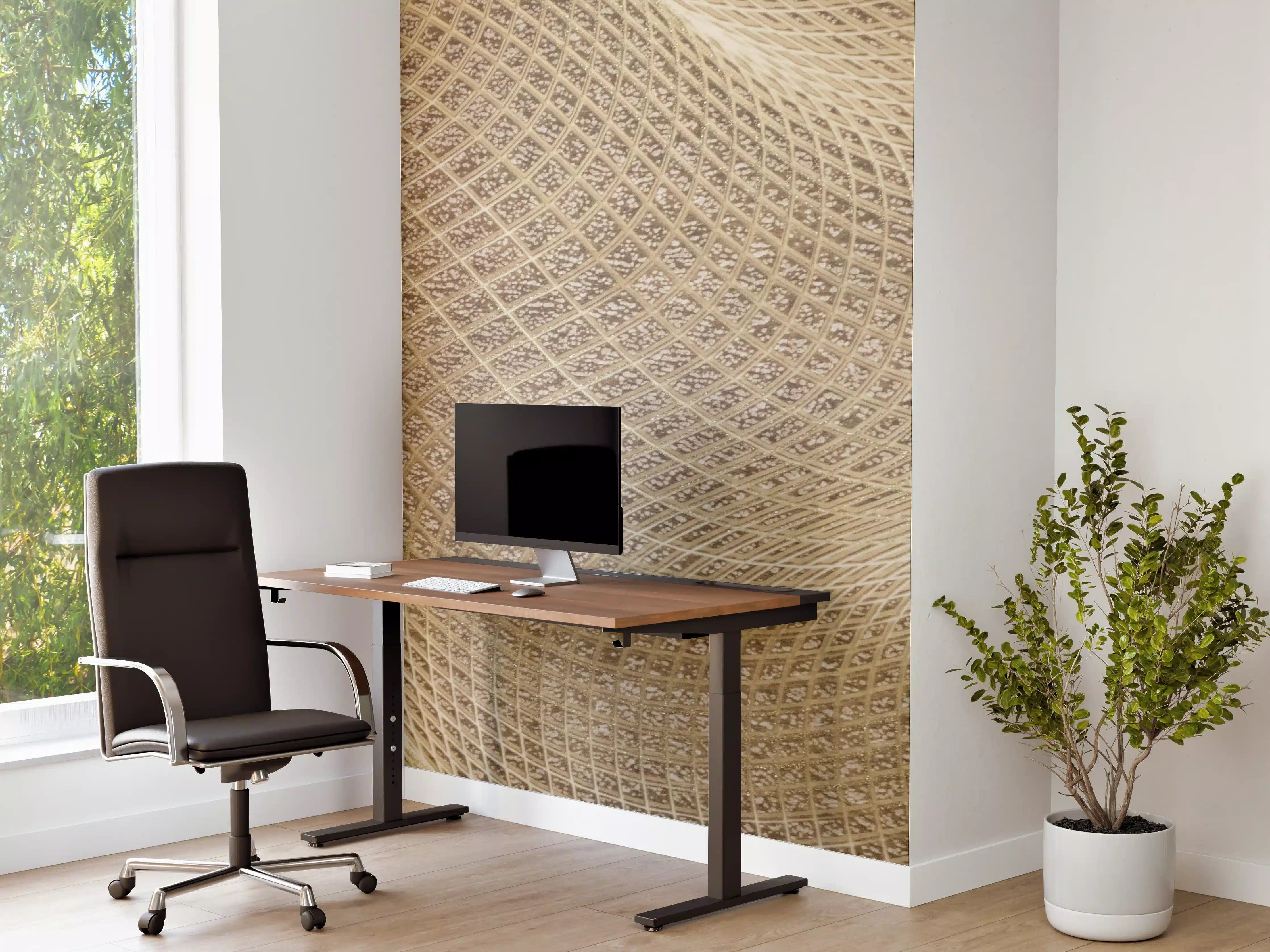 Büro Wandgestaltung - Elegante Marmor-Grau mit Goldakzente