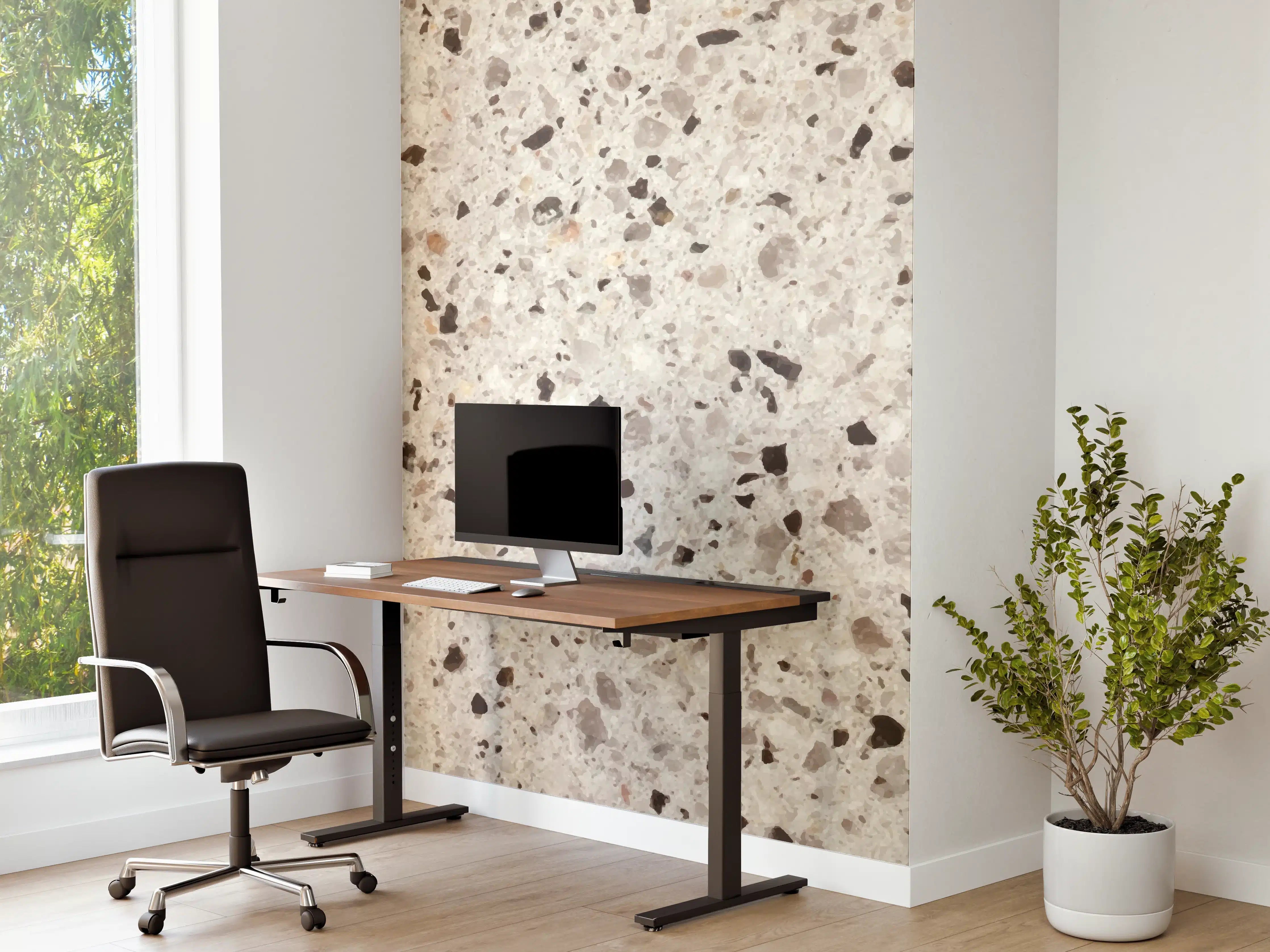 Büro Wandgestaltung - Elegante Weiß-Grau Terrazzo-Optik