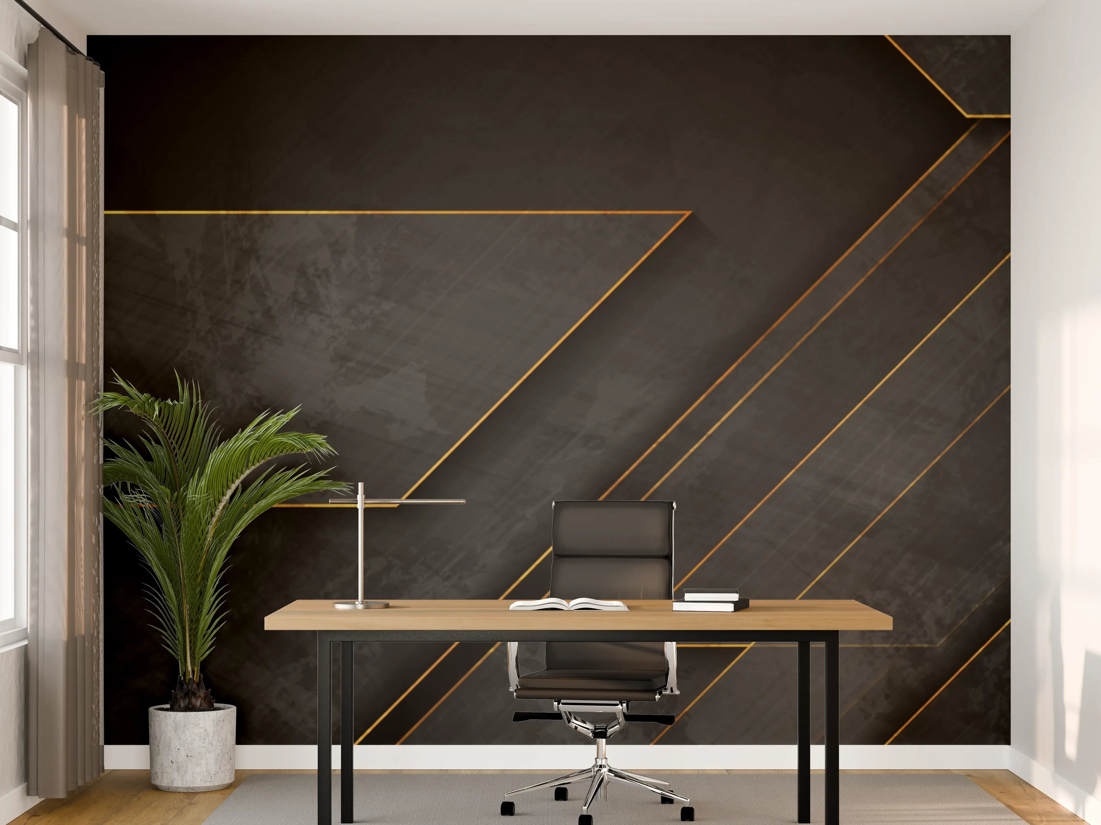 Büro Wandgestaltung - Elegante schwarze Oberflächen mit goldenen Linien