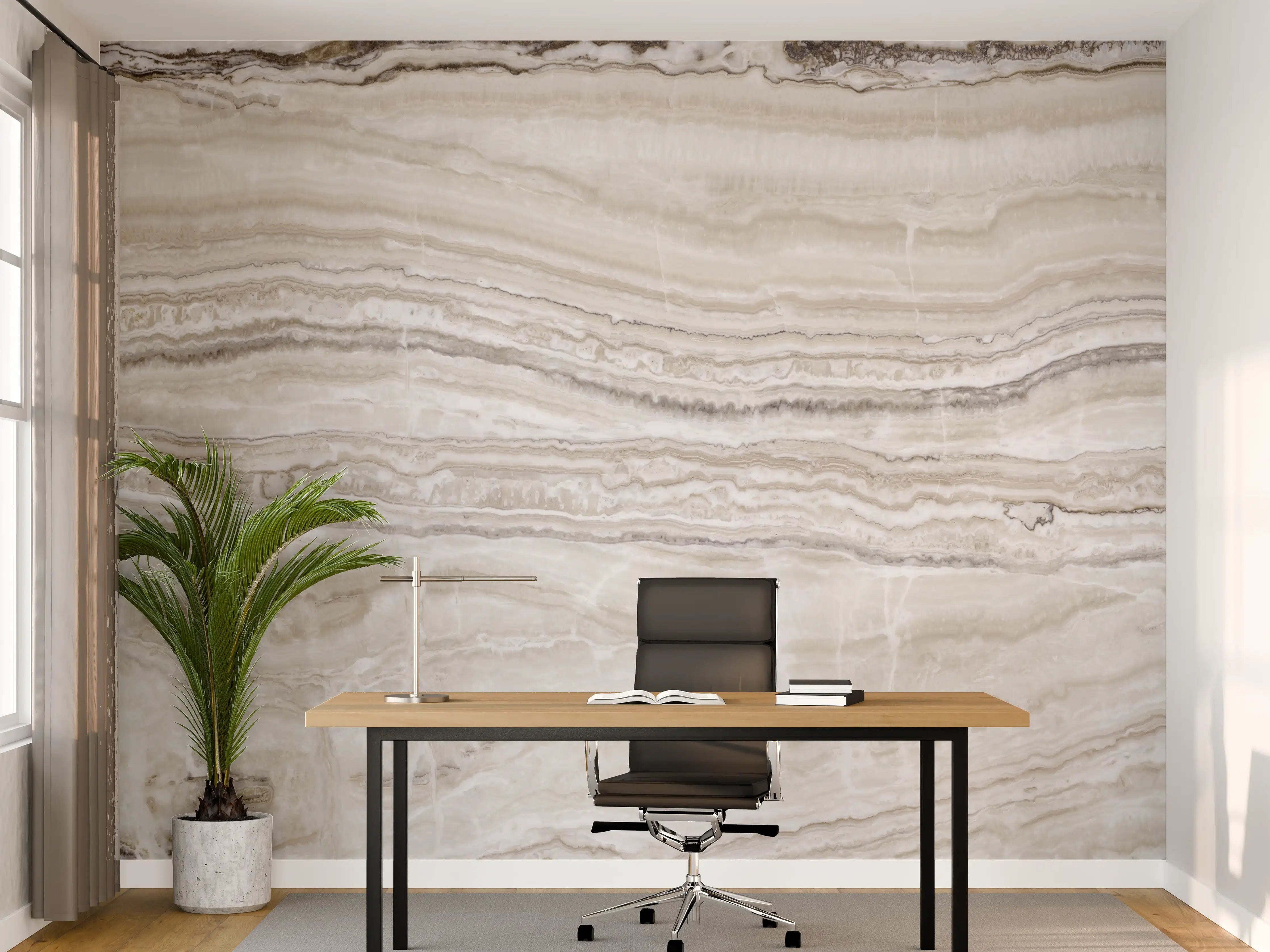 Büro Wandgestaltung - Eleganter Grau-Weiß-Marmor