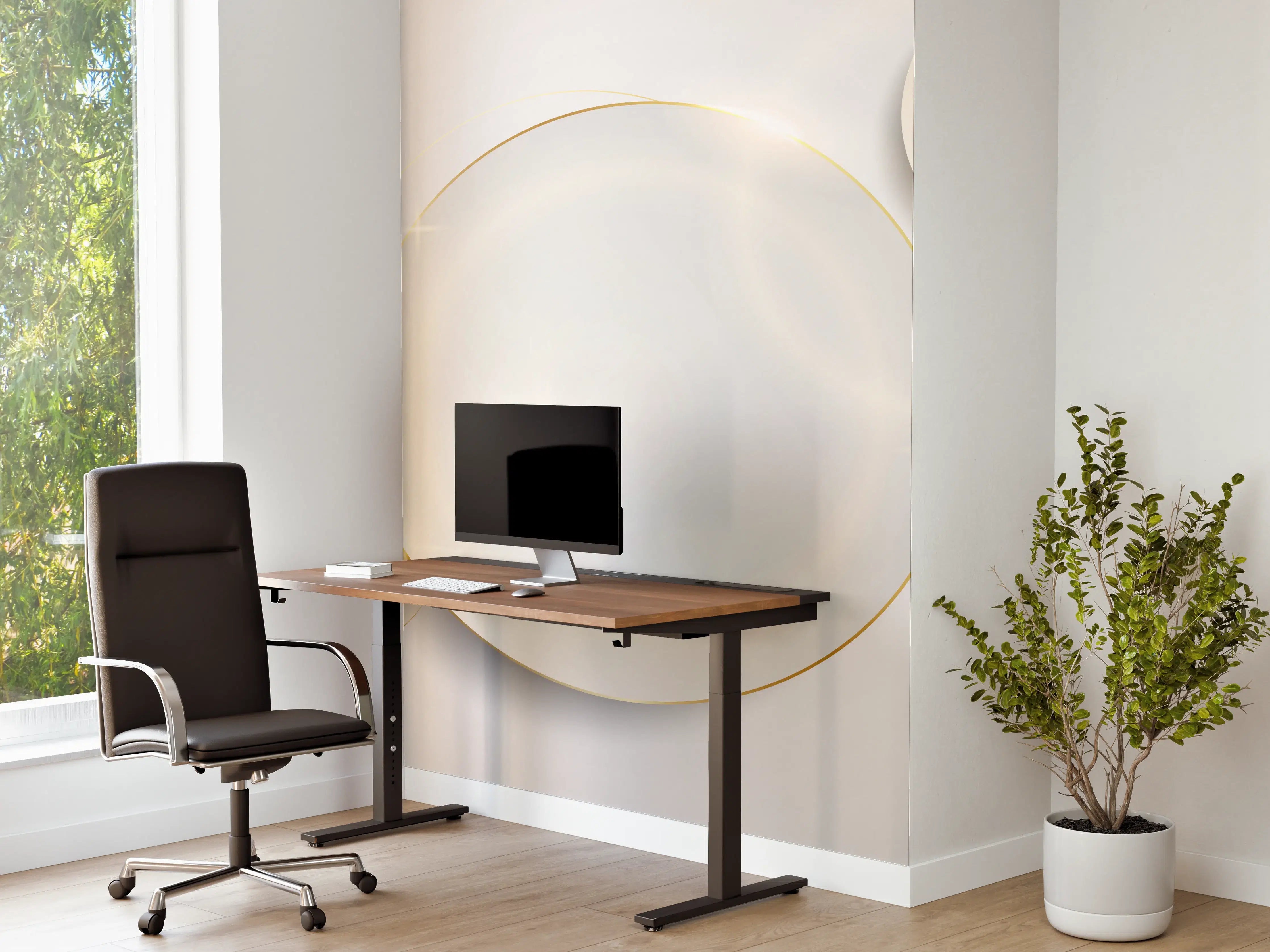 Büro Wandgestaltung - Eleganter Weiß-Gold Hintergrund