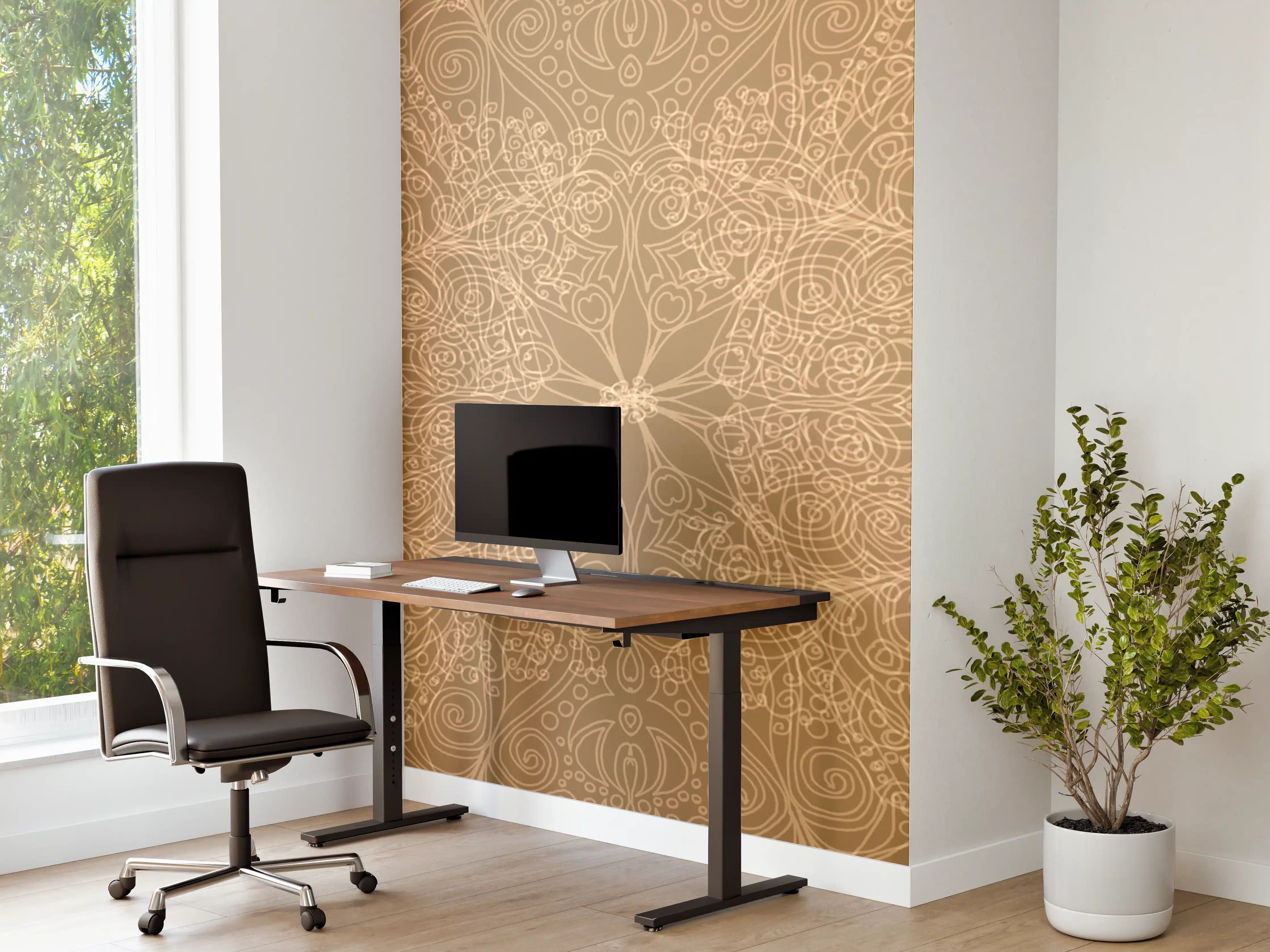Büro Wandgestaltung - Elegantes Gold-Mandala-Design