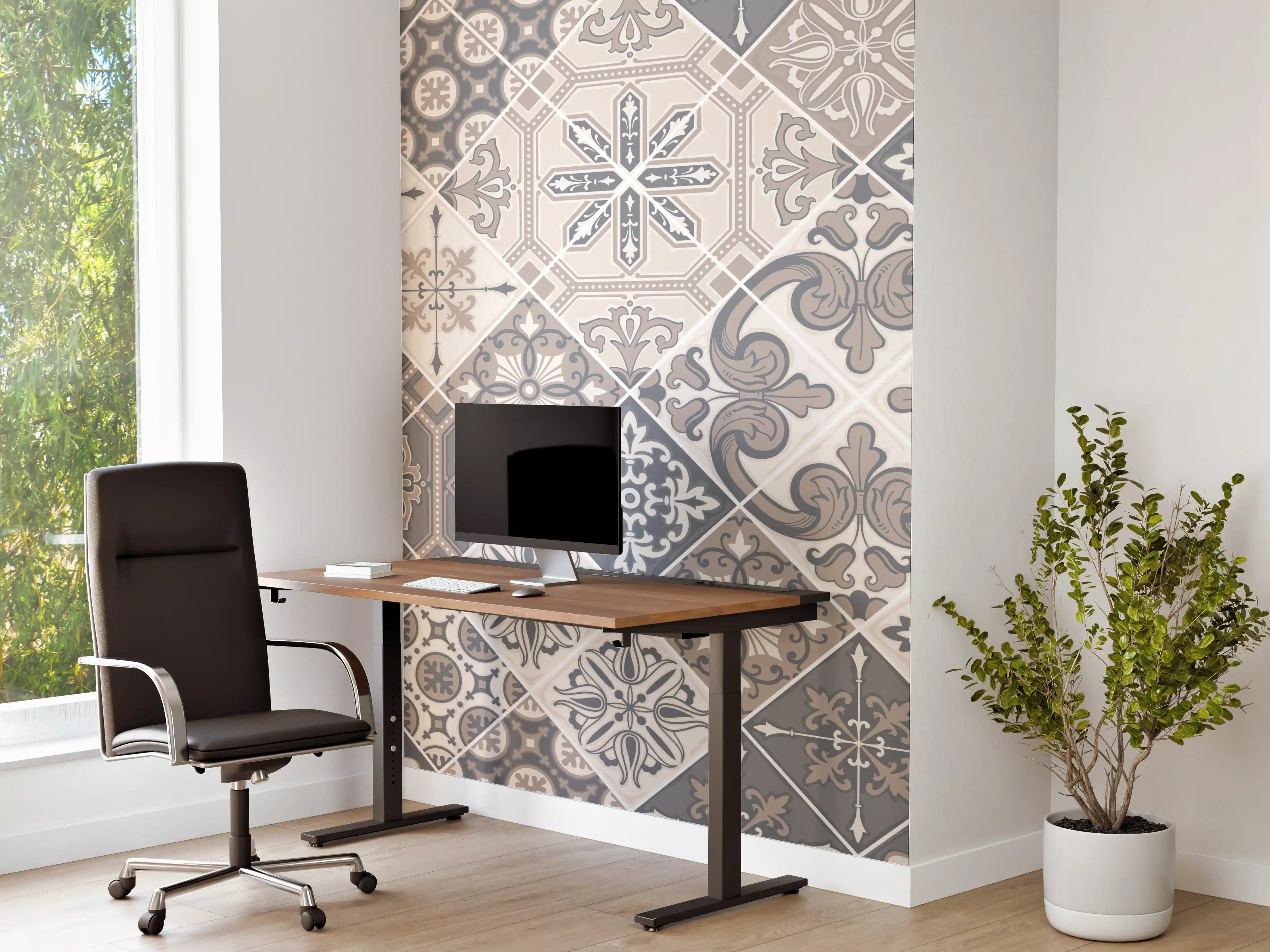 Büro Wandgestaltung - Elegantes Grau-Weiß Mosaikmuster
