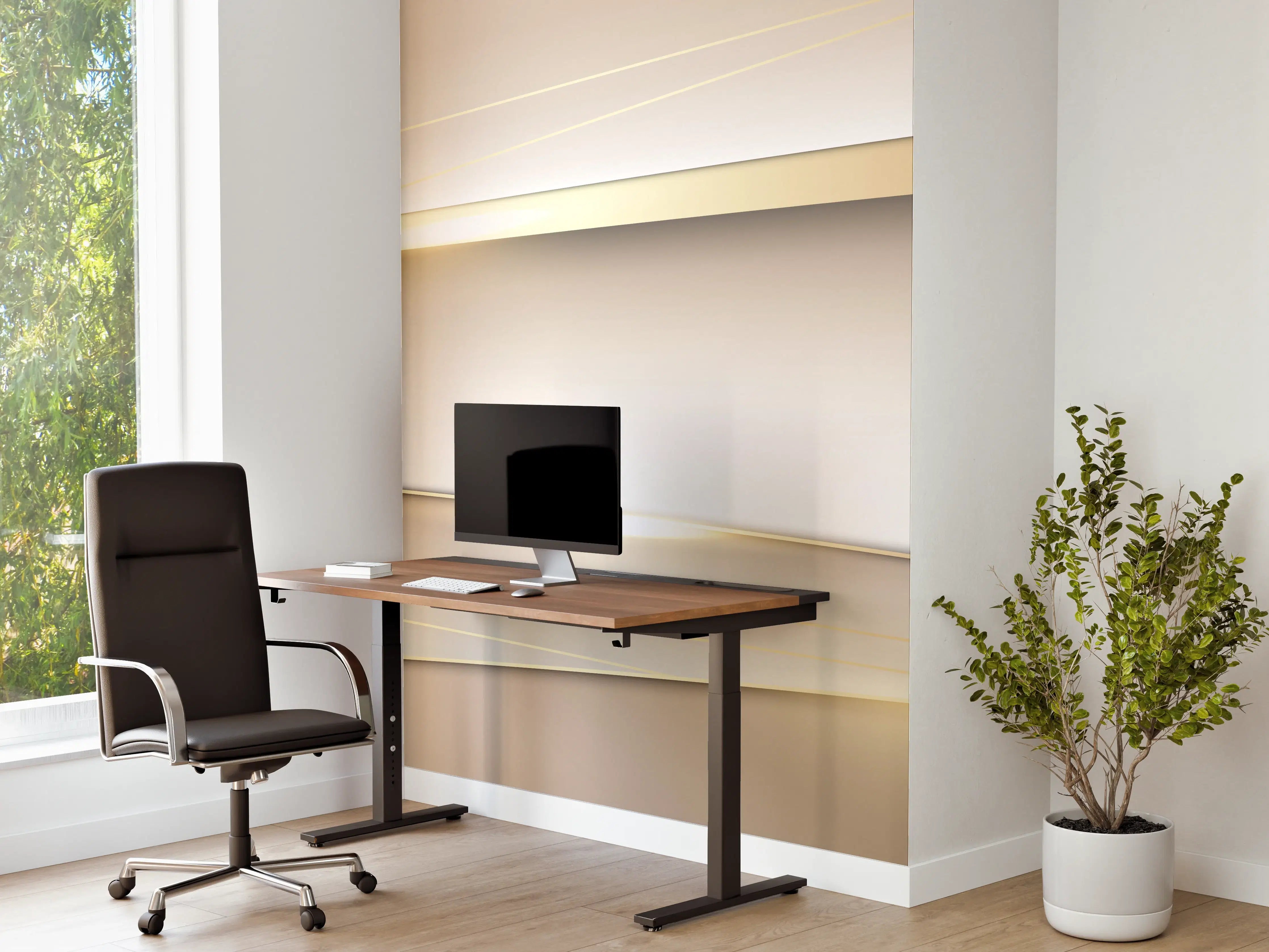 Büro Wandgestaltung - Elegantes Weiß Gold Design