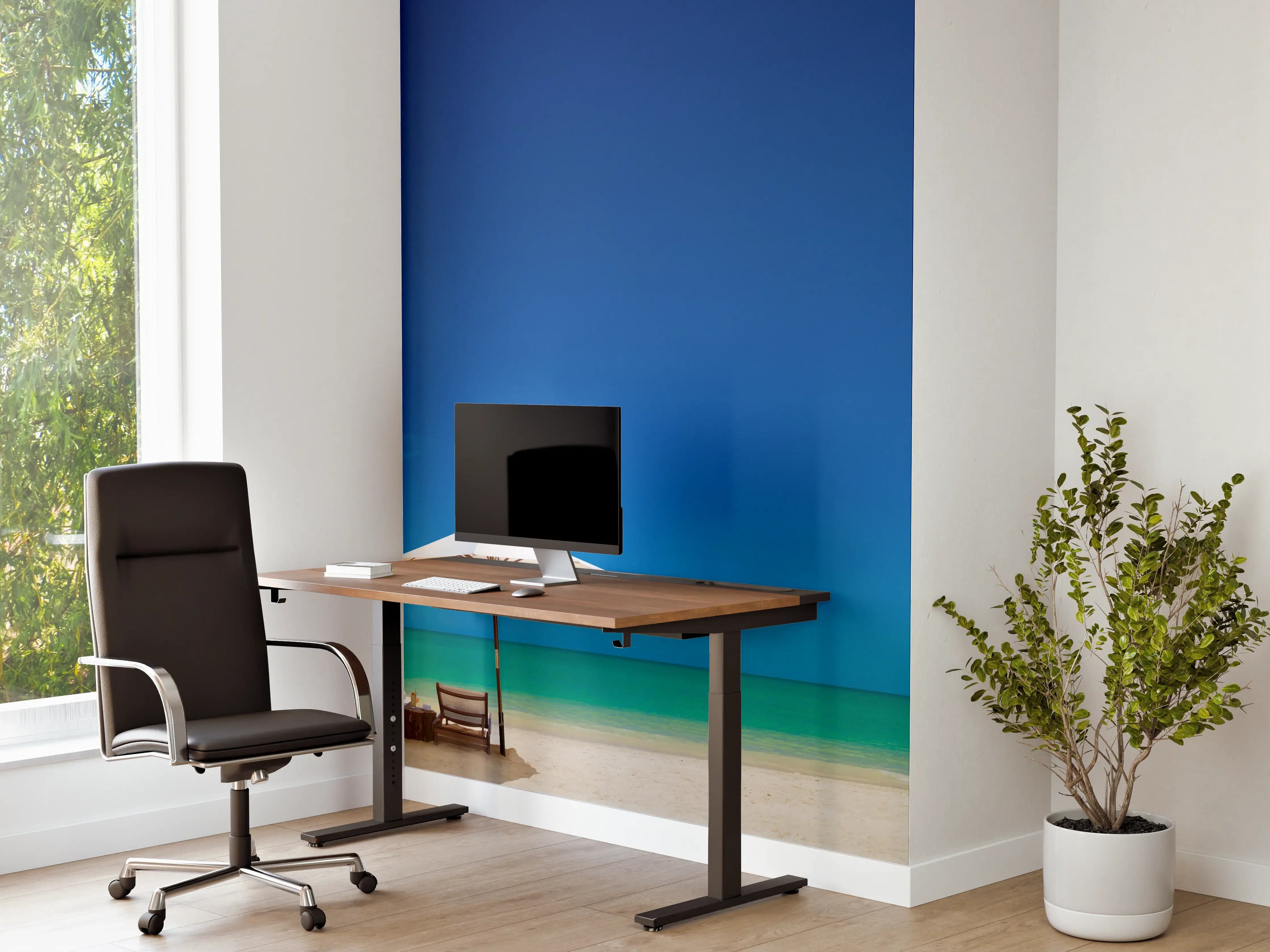 Büro Wandgestaltung - Entspannender Strand mit Sonnenschirm