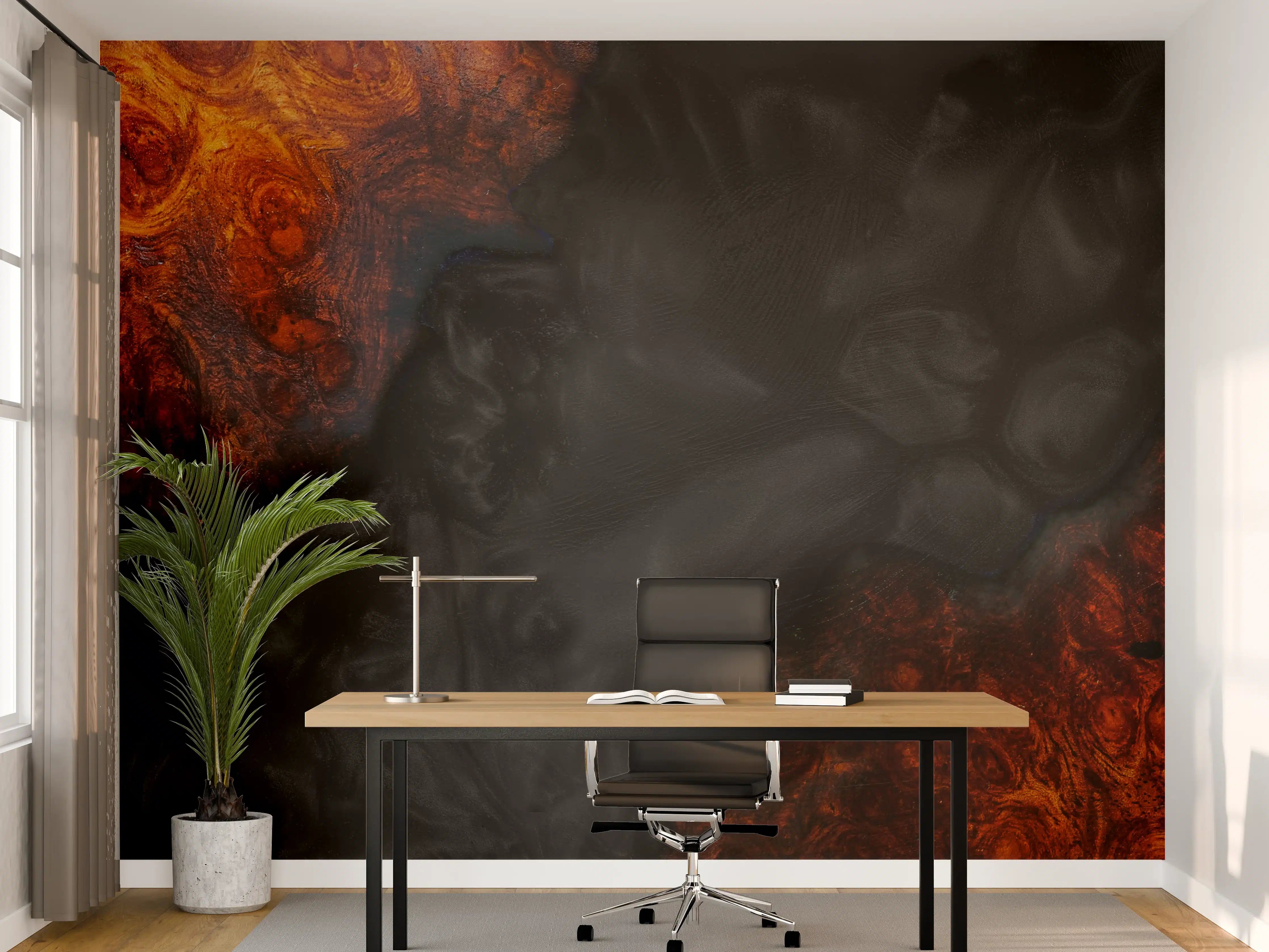 Büro Wandgestaltung - Epoxidharz Maserholz Struktur