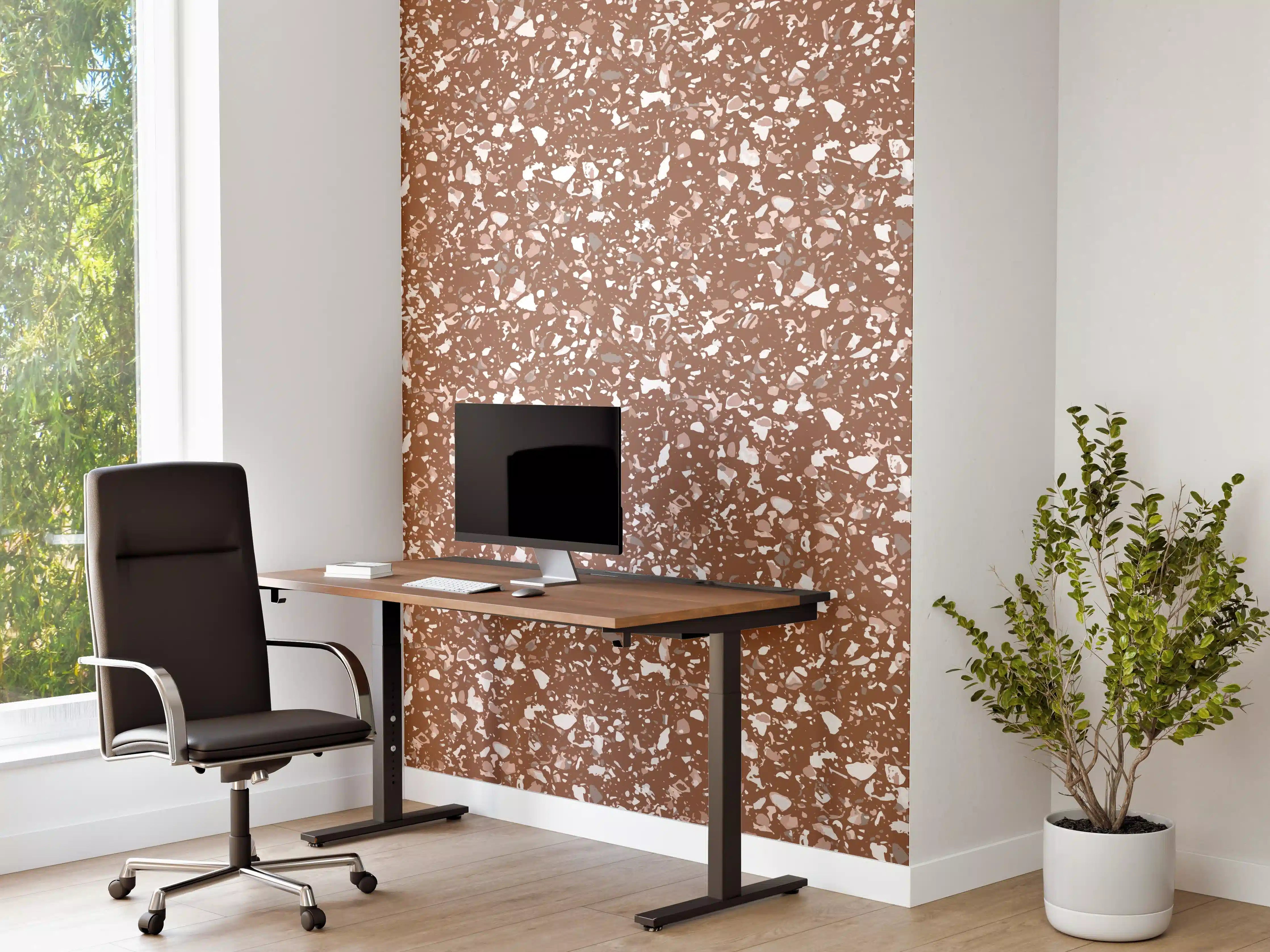 Büro Wandgestaltung - Erdfarbene Terrazzo-Fliesen