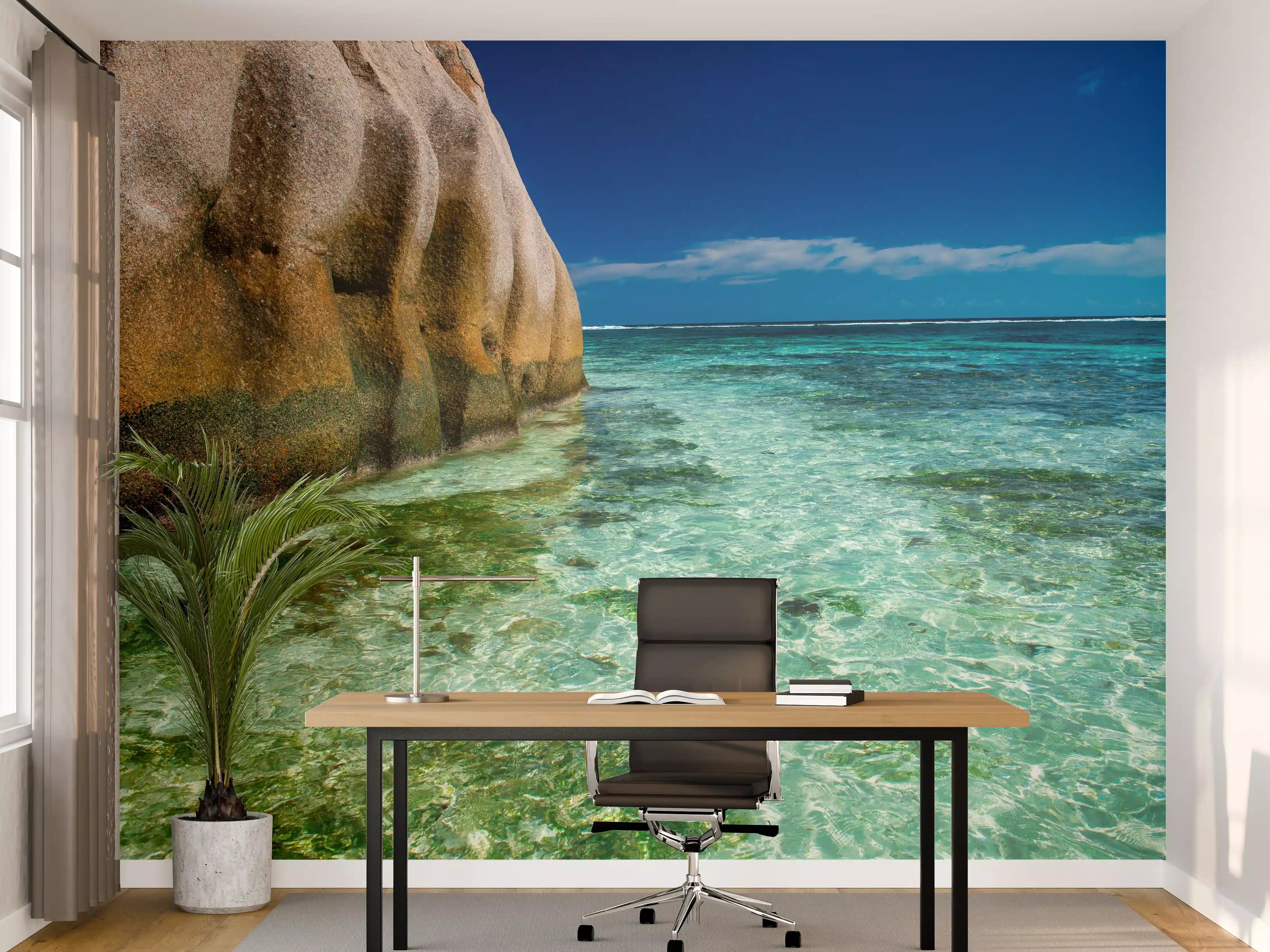 Büro Wandgestaltung - Erstaunliche Felsen am Strand Source d'Argent