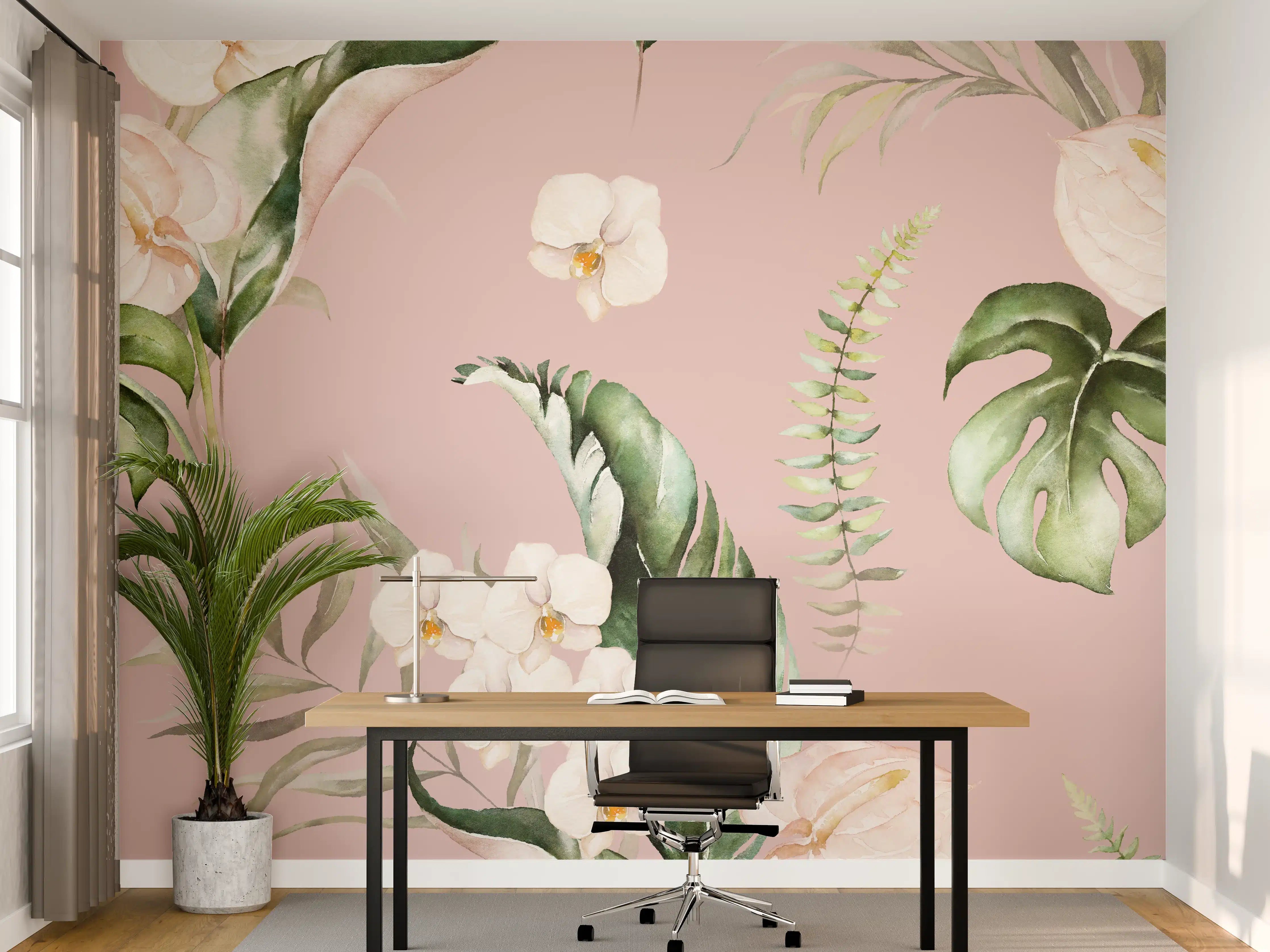 Büro Wandgestaltung - Exotische Pflanzen - Aquarell
