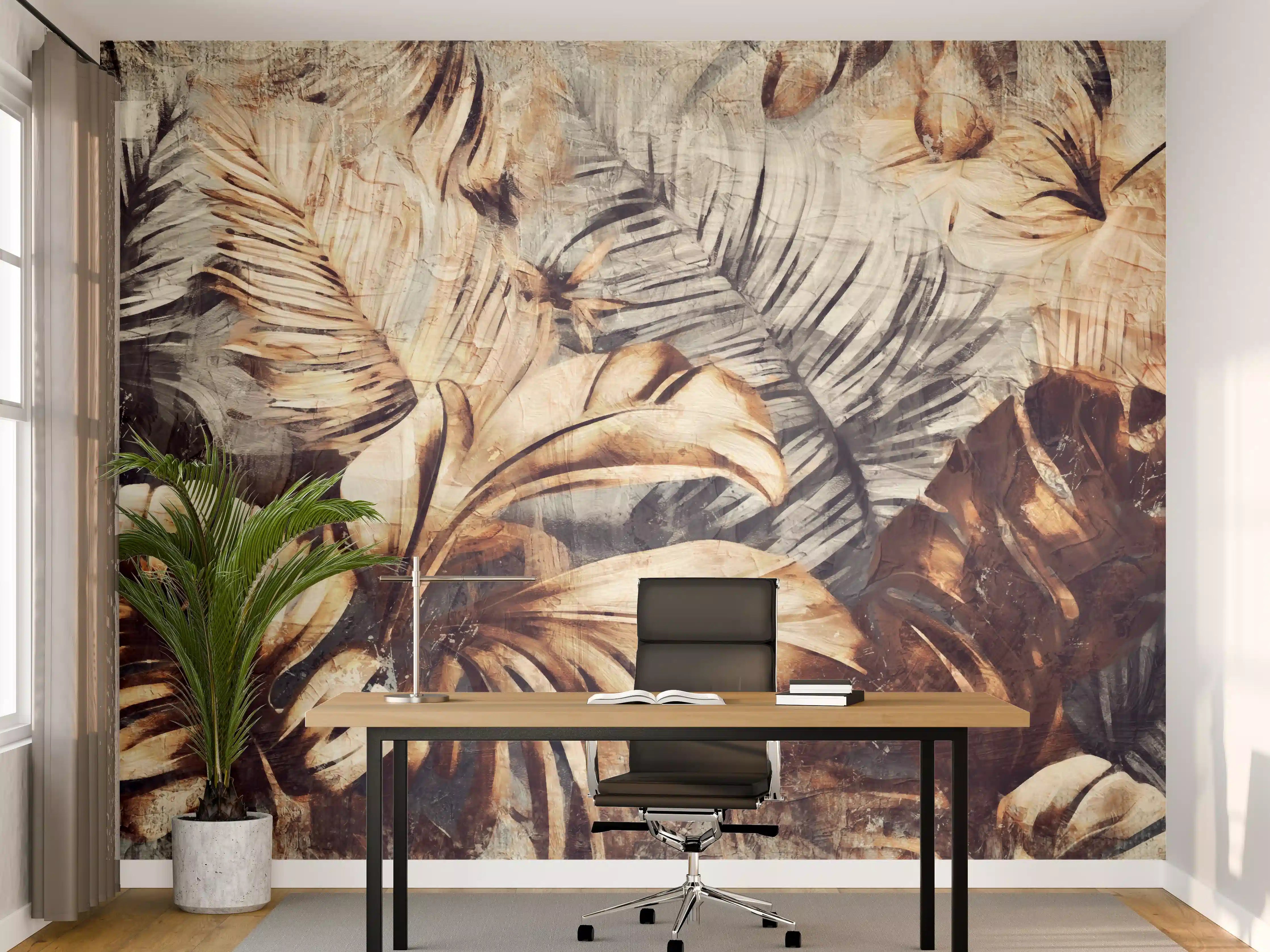 Büro Wandgestaltung - Exotisches Palmenblatt-Muster