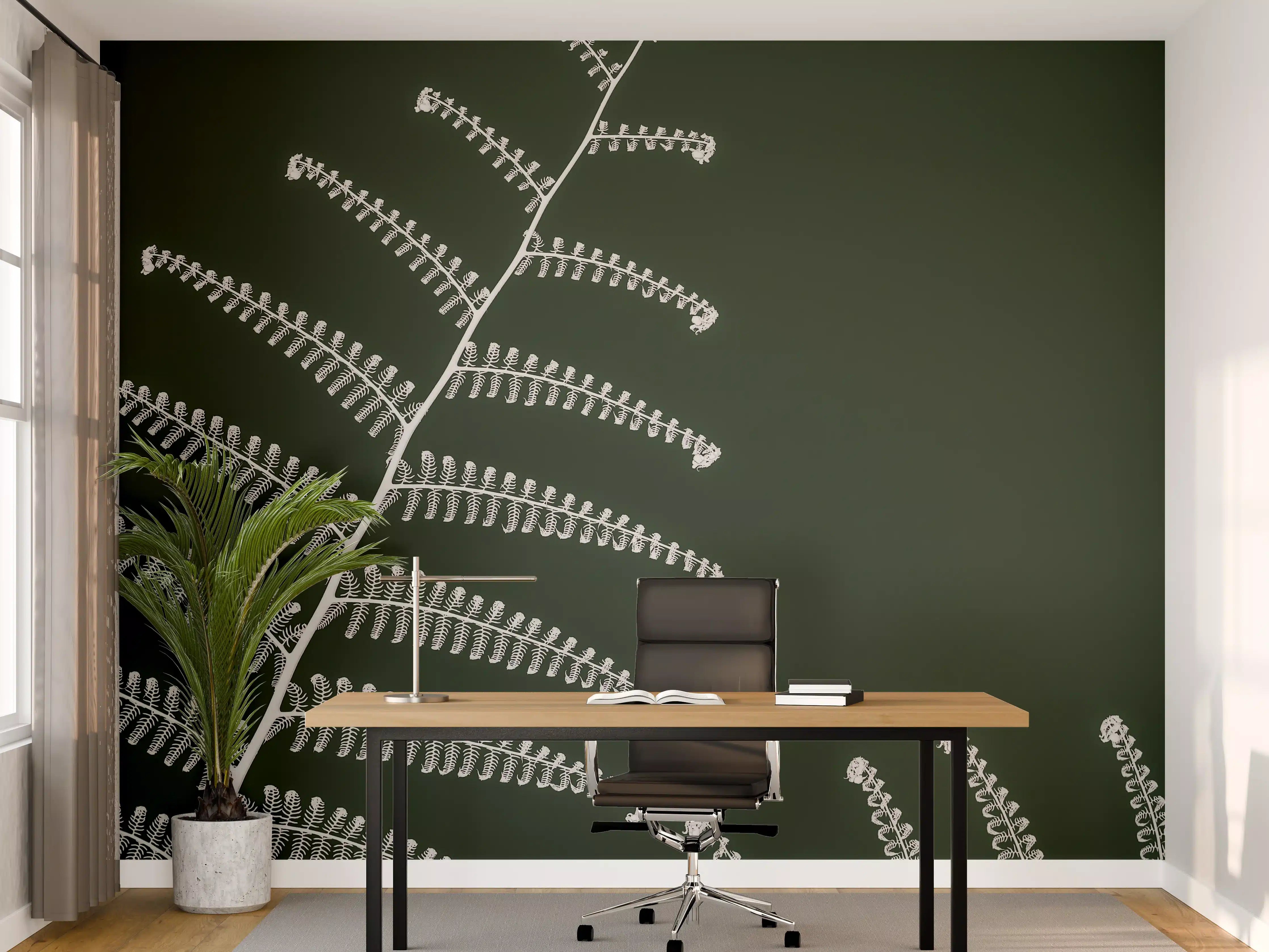 Büro Wandgestaltung - Exotisches Wald-Farn-Motiv