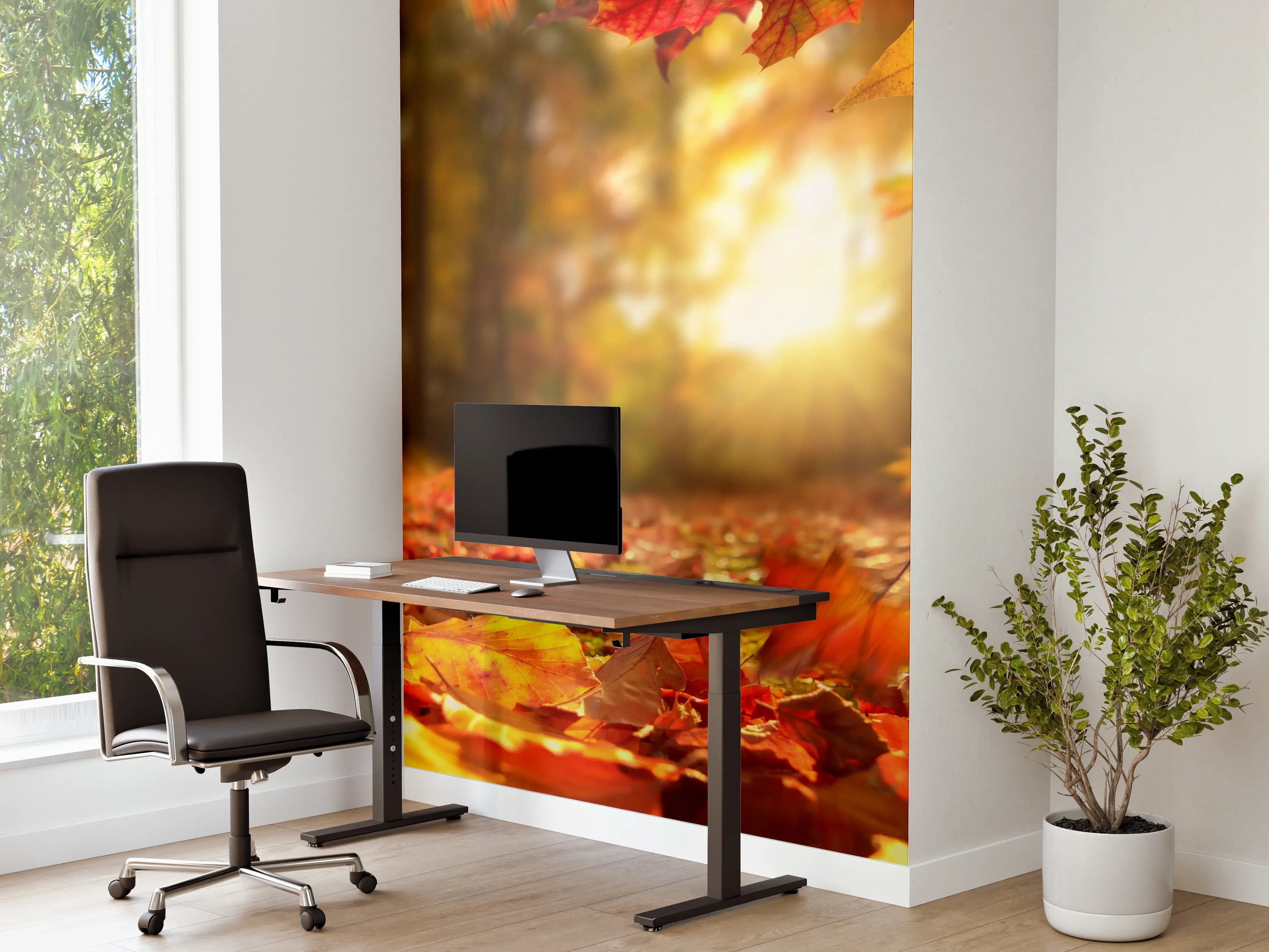 Büro Wandgestaltung - Fallende Blätter im Herbst