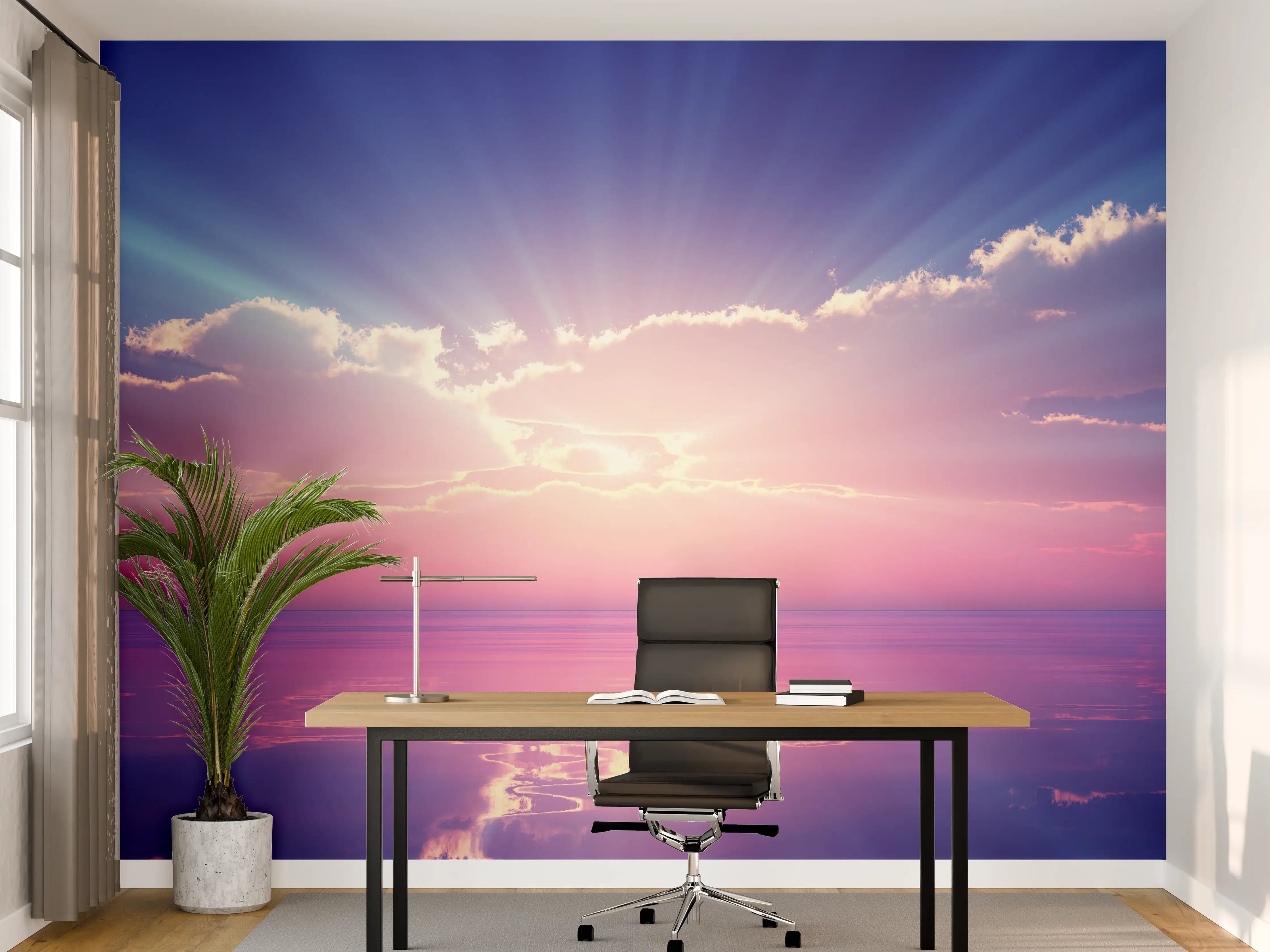 Büro Wandgestaltung - Fantasievoller Sonnenuntergang über dem Meer