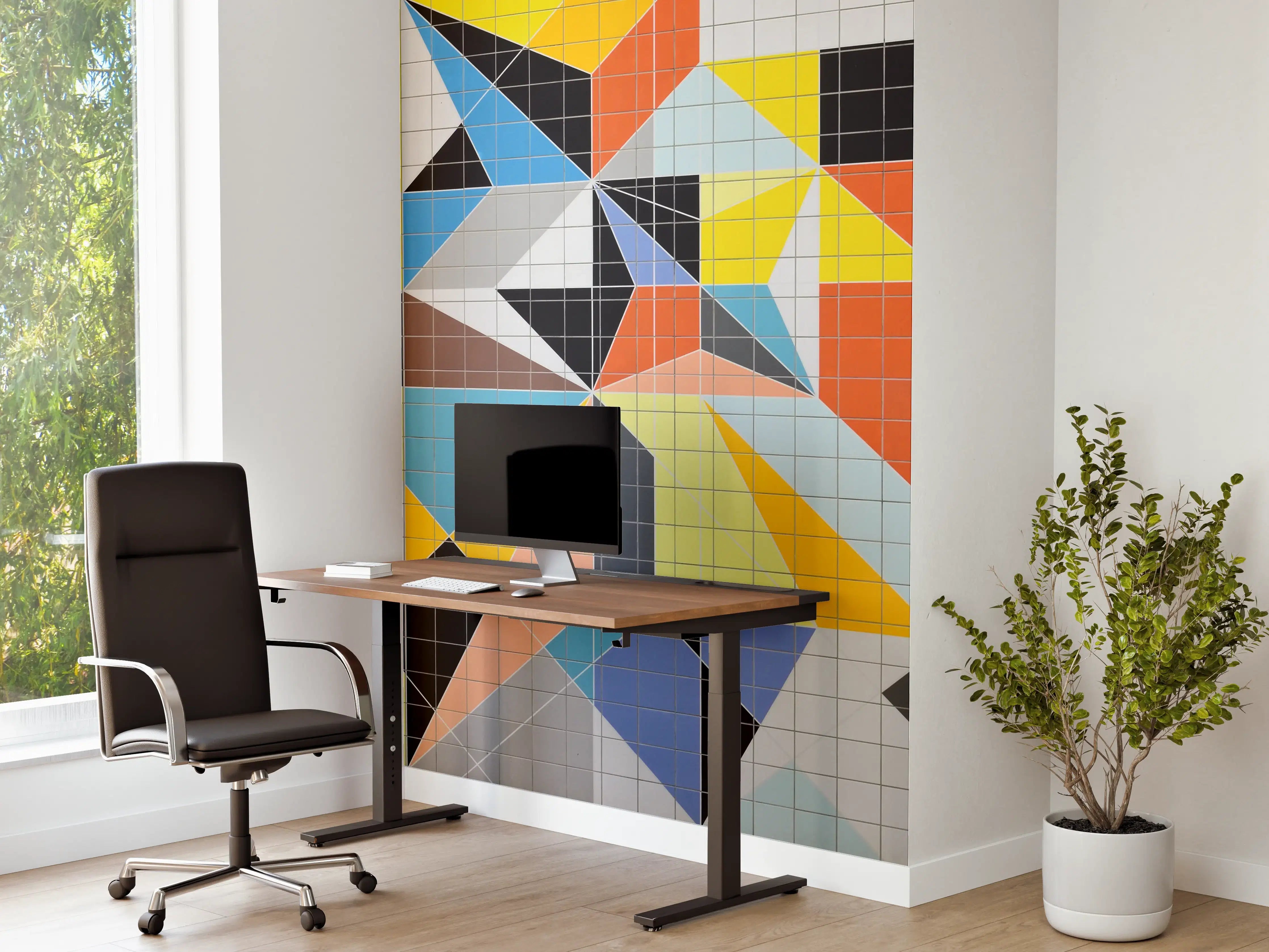Büro Wandgestaltung - Farbenfrohe geometrische Kunst