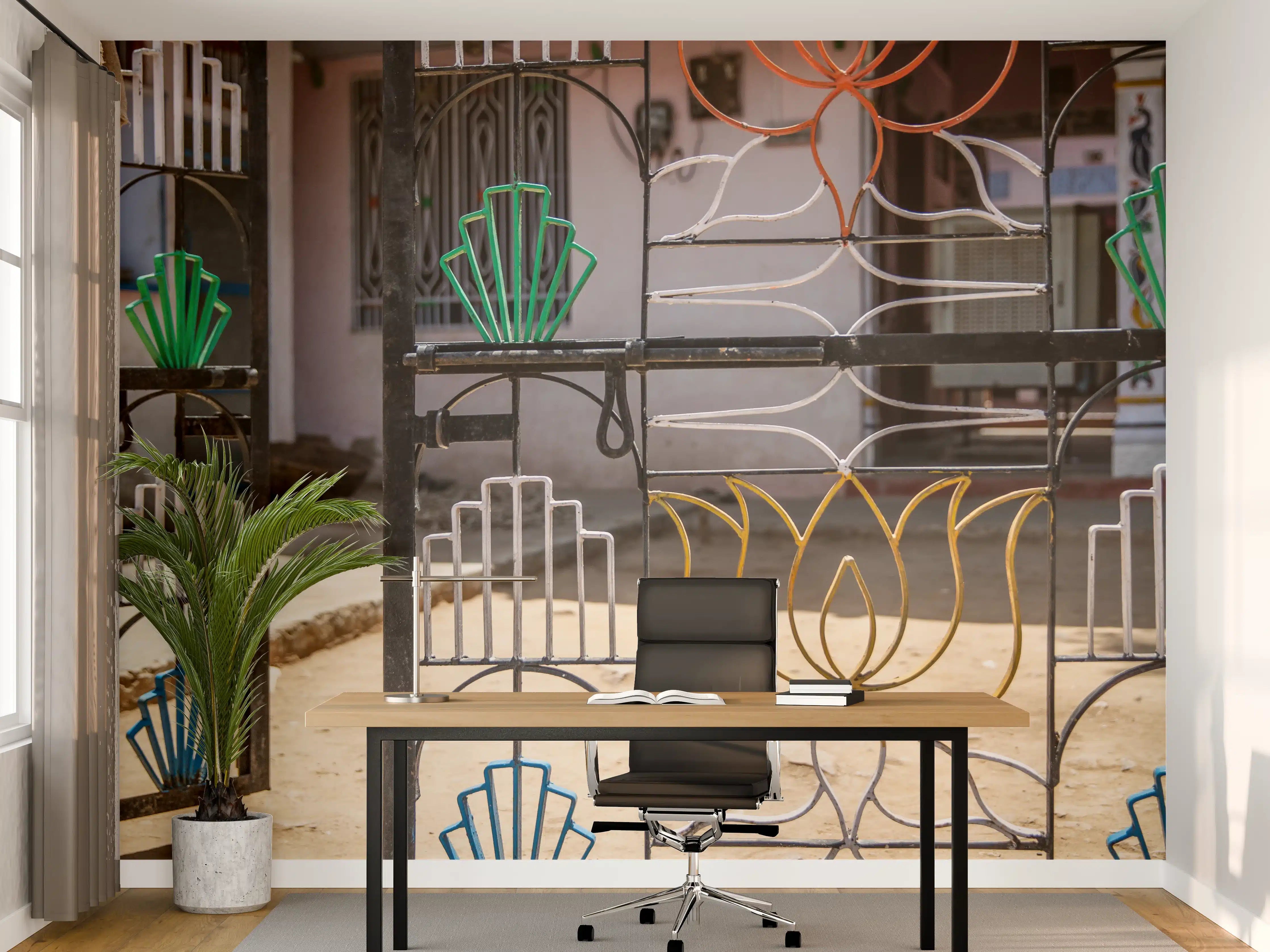 Büro Wandgestaltung - Farbenfrohes Lotus-Tor-Design