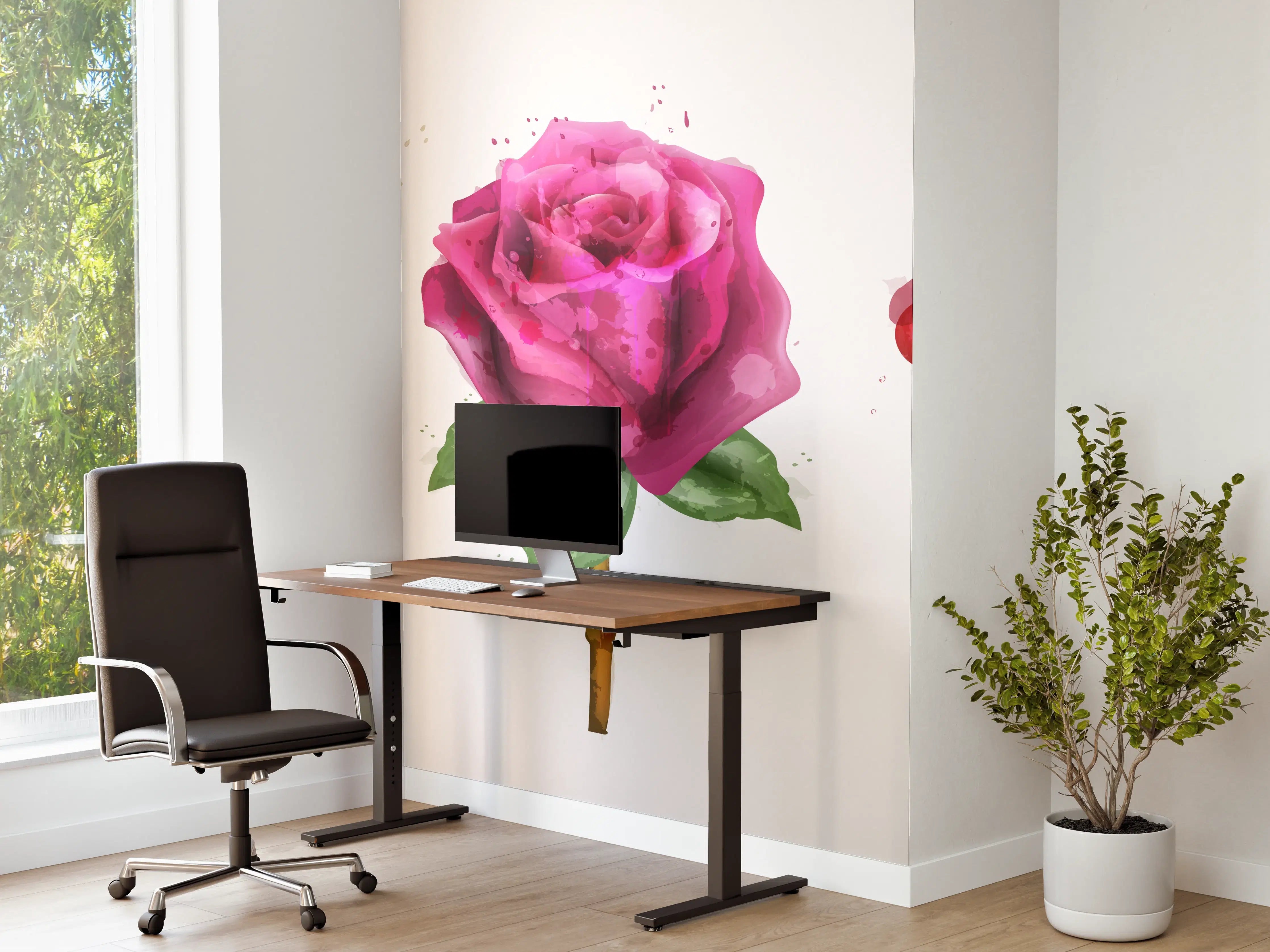 Büro Wandgestaltung - Farbenpracht Rosen Tropfen