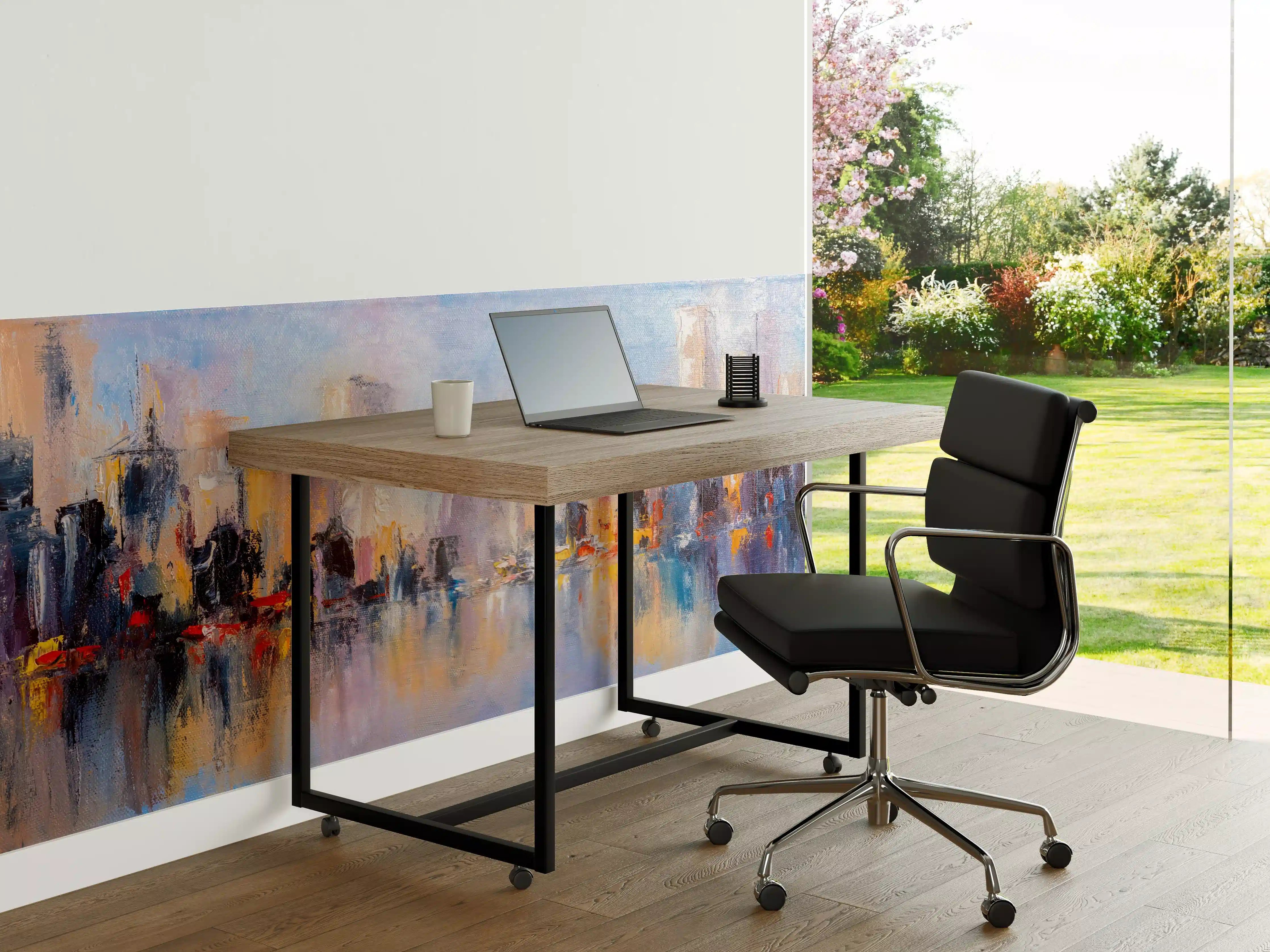 Büro Wandgestaltung - Farbige Stadtlandschaft bei Sonnenaufgang