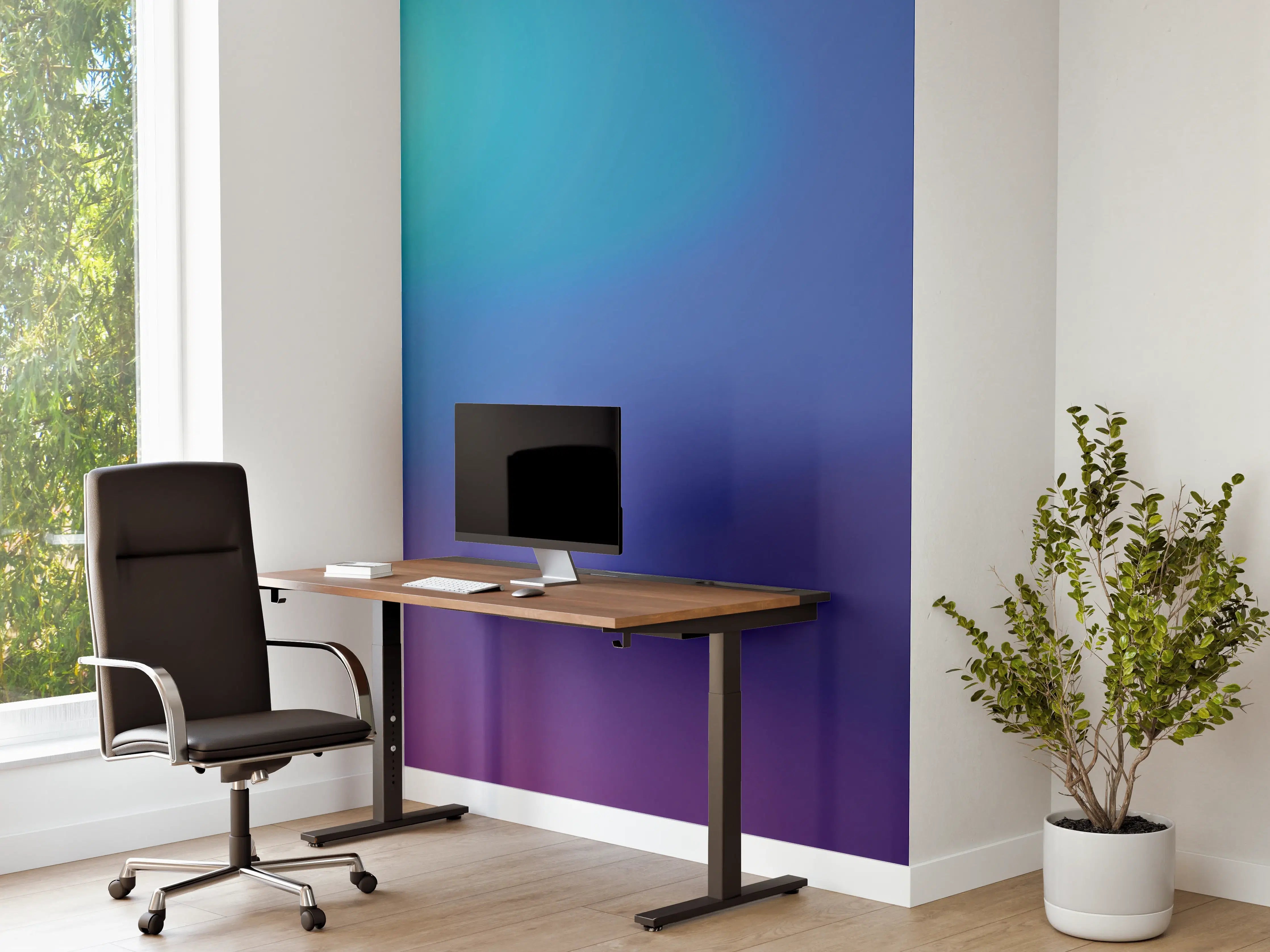 Büro Wandgestaltung - Farbverlauf in Blau-Lila