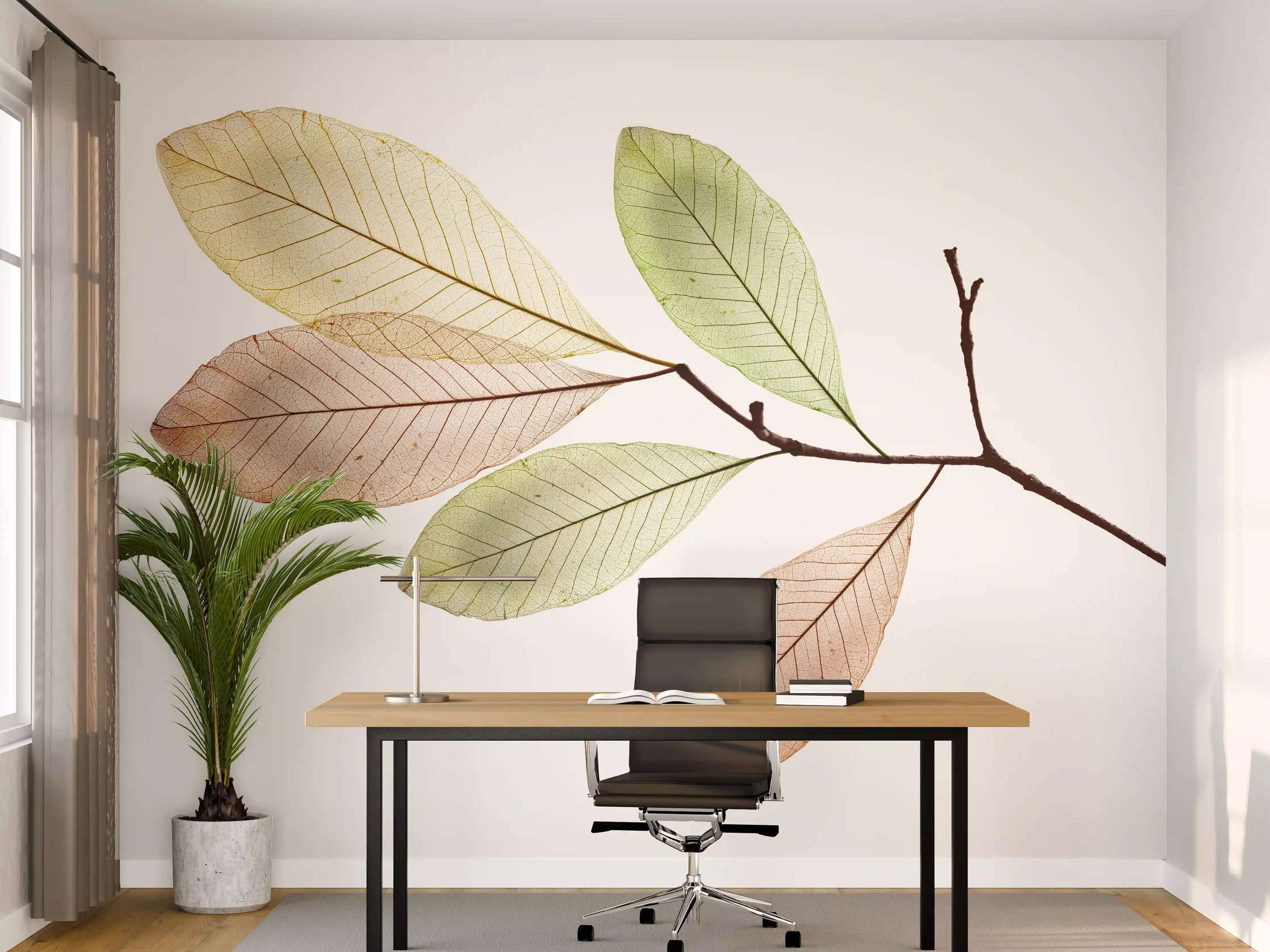 Büro Wandgestaltung - Fein-texturierte Blattadern Natur