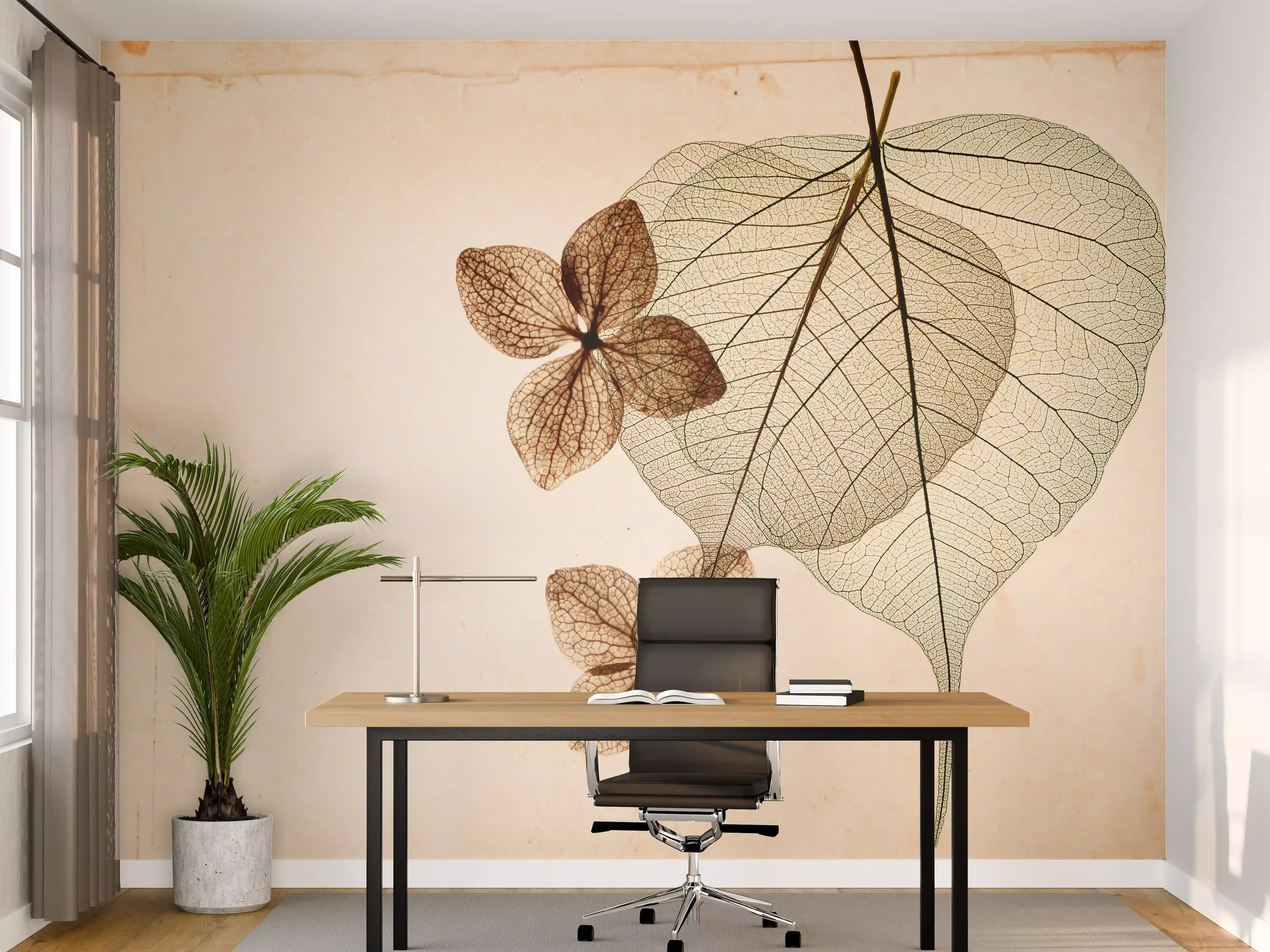 Büro Wandgestaltung - Feine Blattvenen Makrofotografie