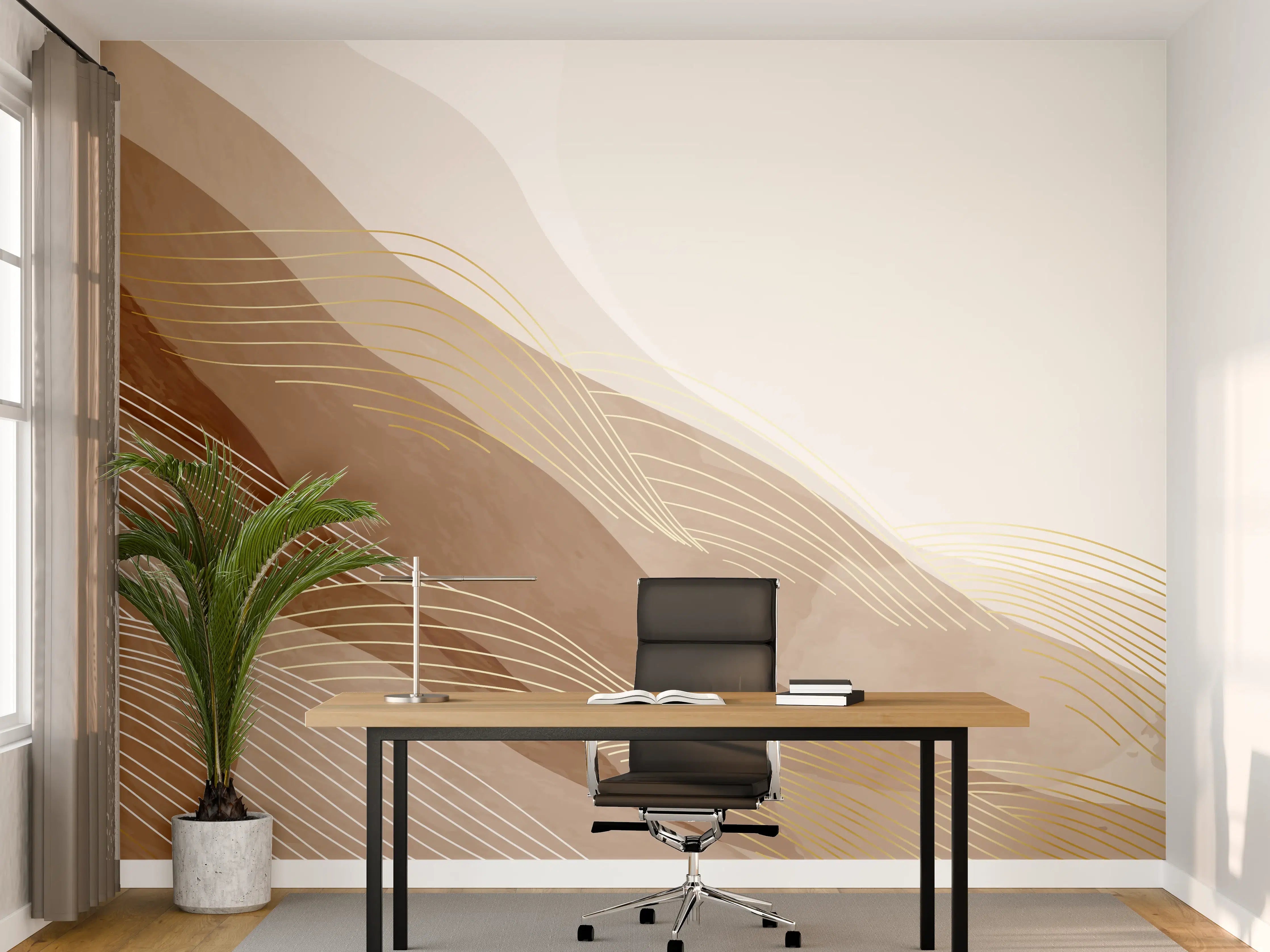 Büro Wandgestaltung - Feine Grau- und Beigetöne in abstrakter Kunst