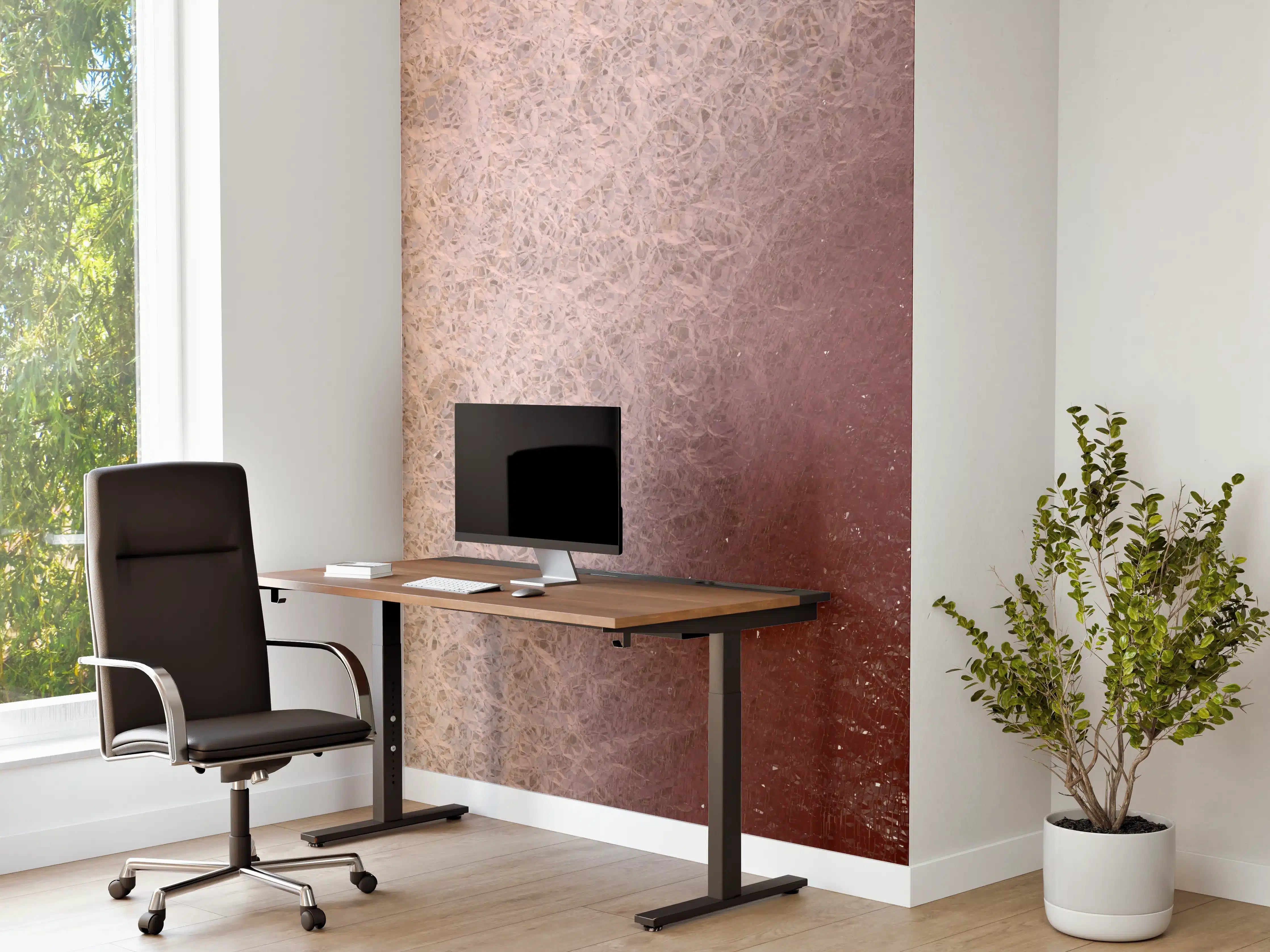 Büro Wandgestaltung - Feines Metallmuster in warmen Tönen